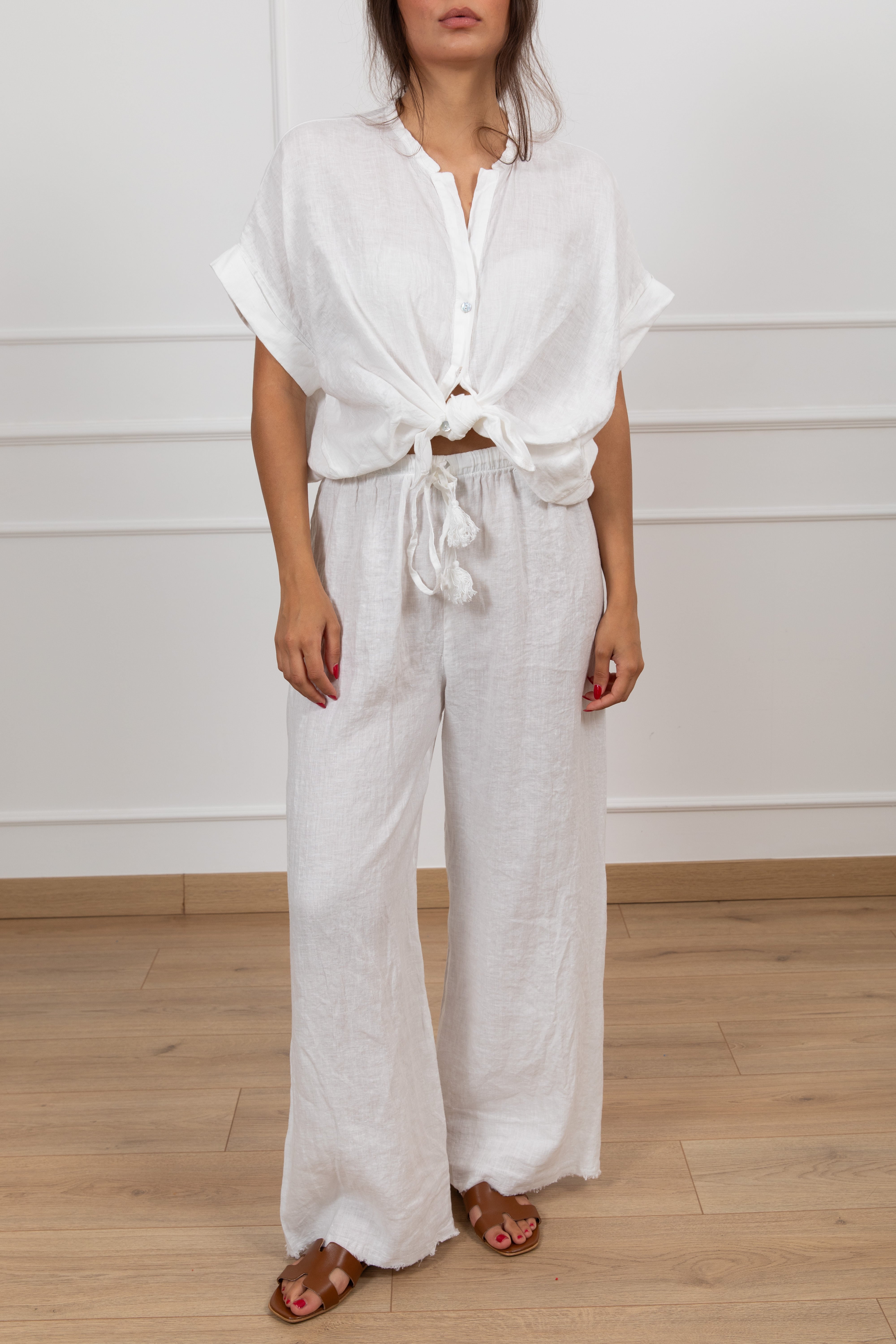 Camicia manica corta 100% lino Tensione IN