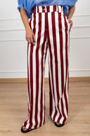 Pantalone gamba dritta a righe con elastico sul retro Tensione IN