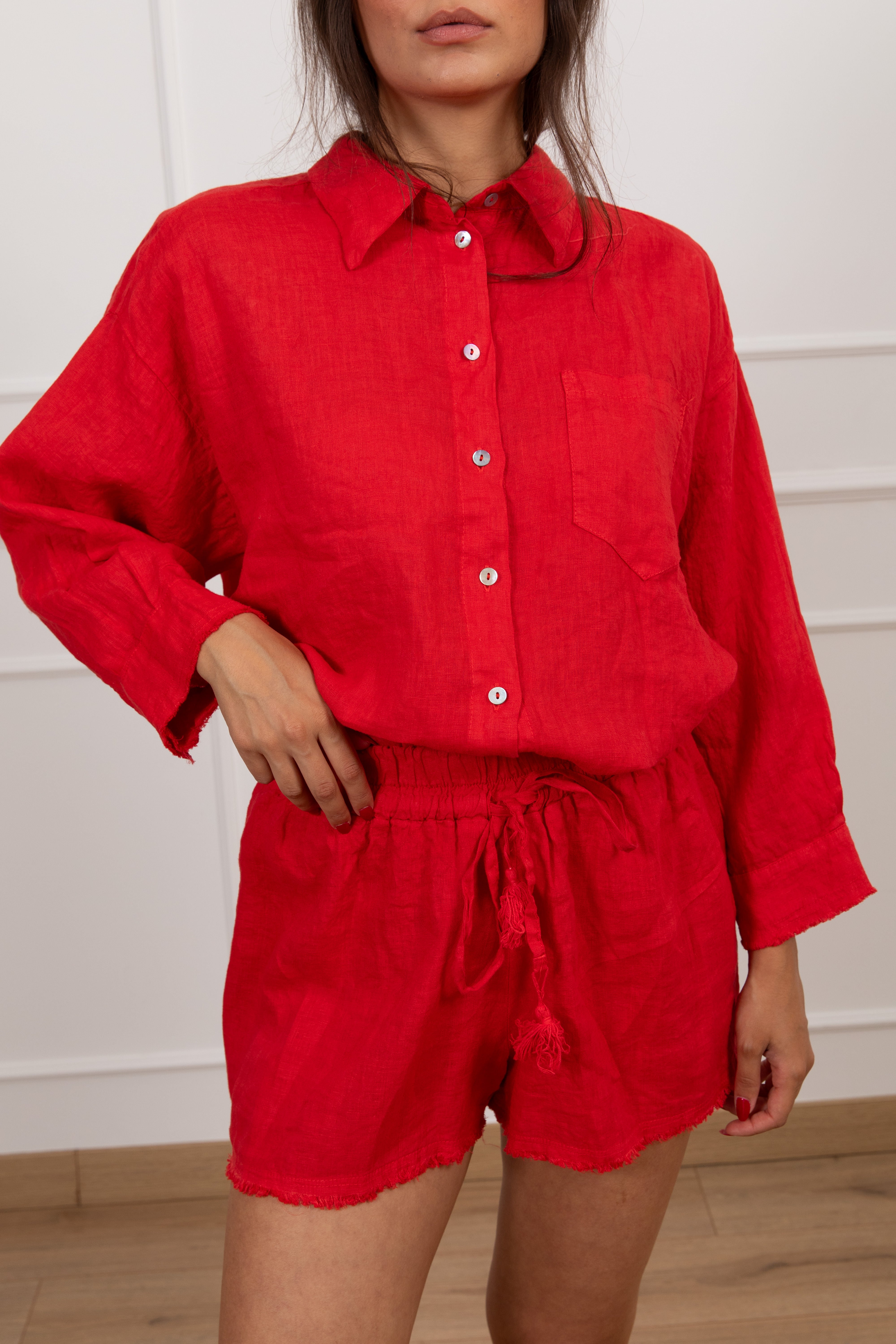 Coordinato shorts e camicia 100% lino Tensione IN