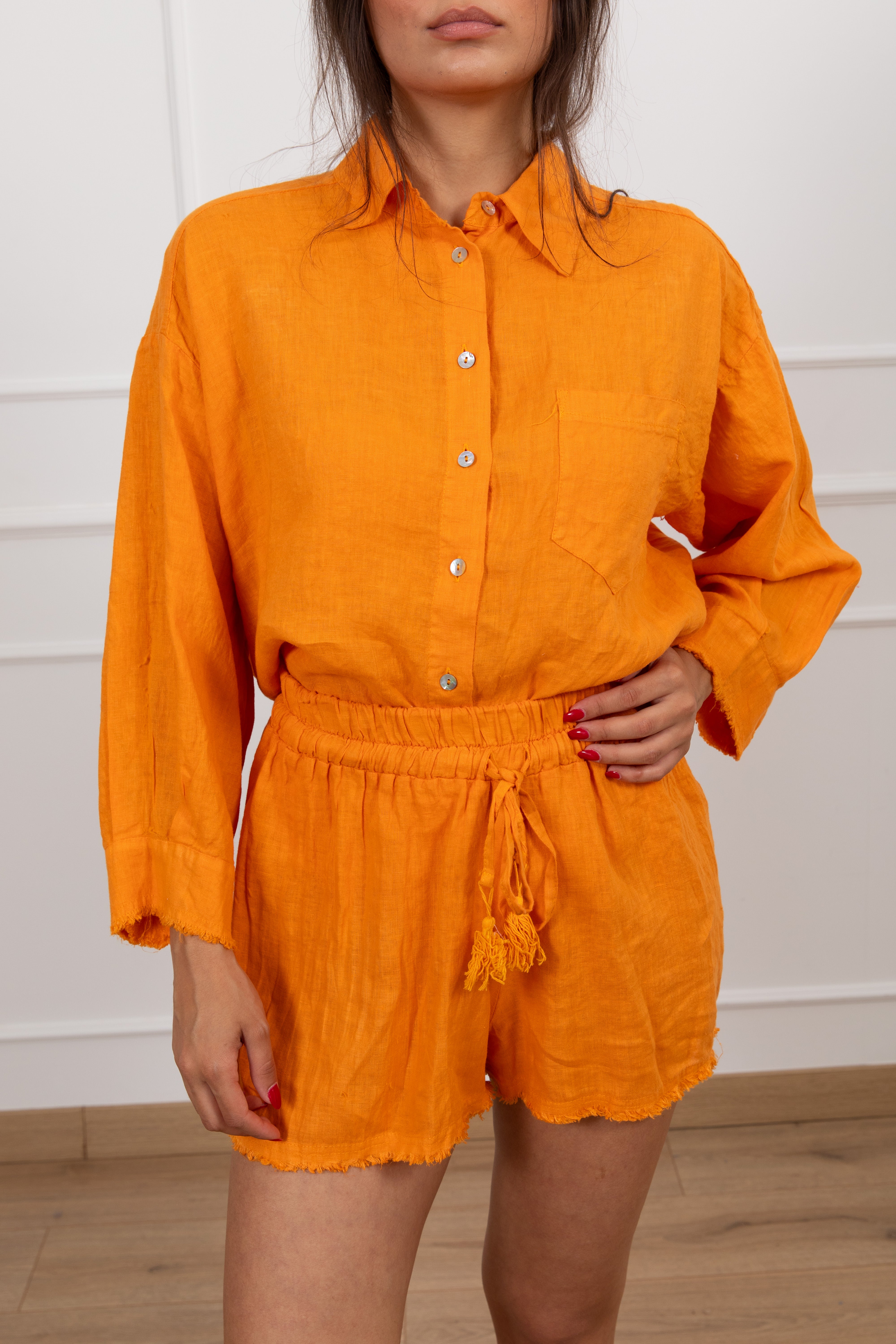 Coordinato shorts e camicia 100% lino Tensione IN