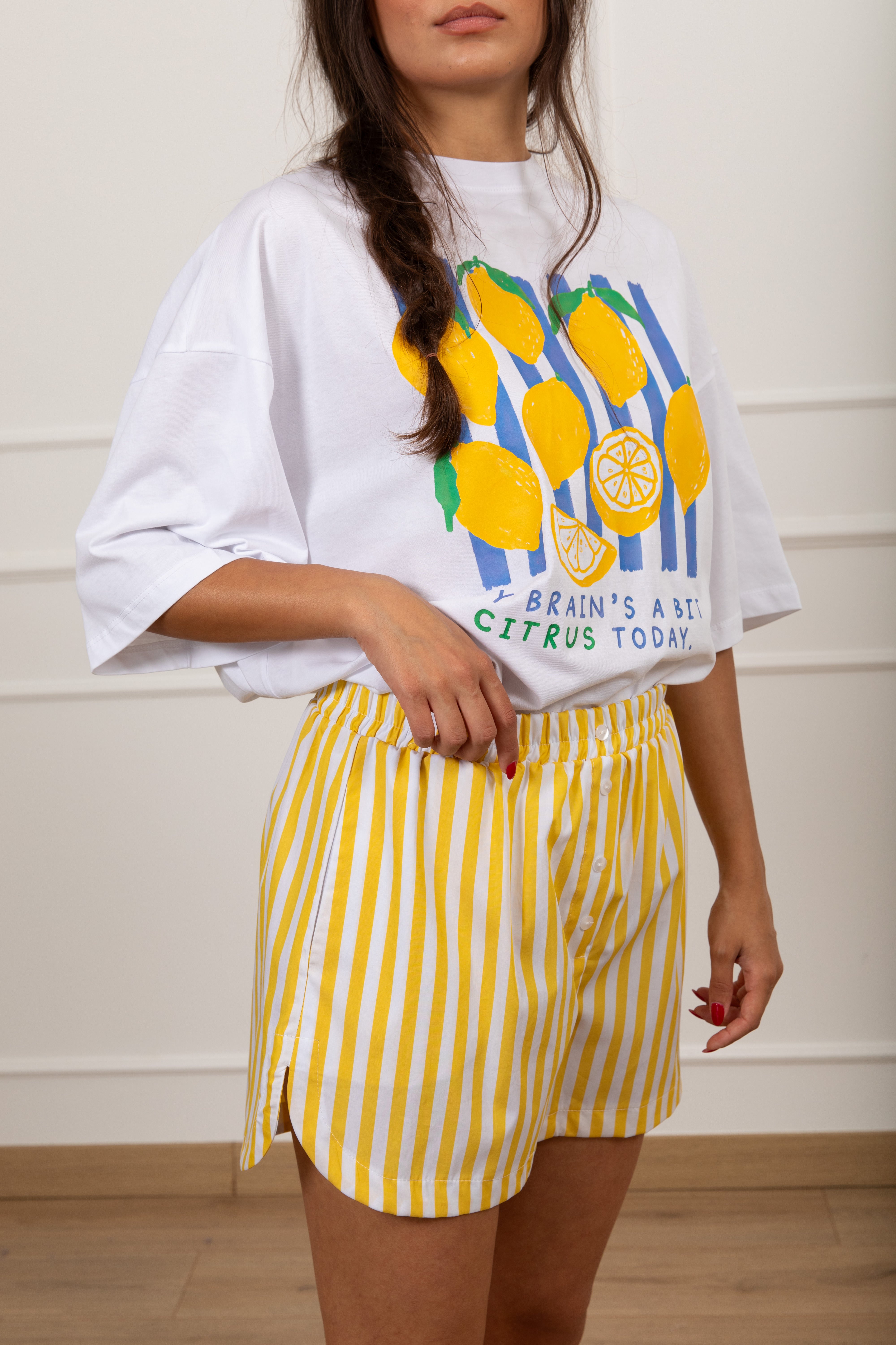 Coordinato t-shirt "Citrus" e shorts boxer a righe Tensione IN