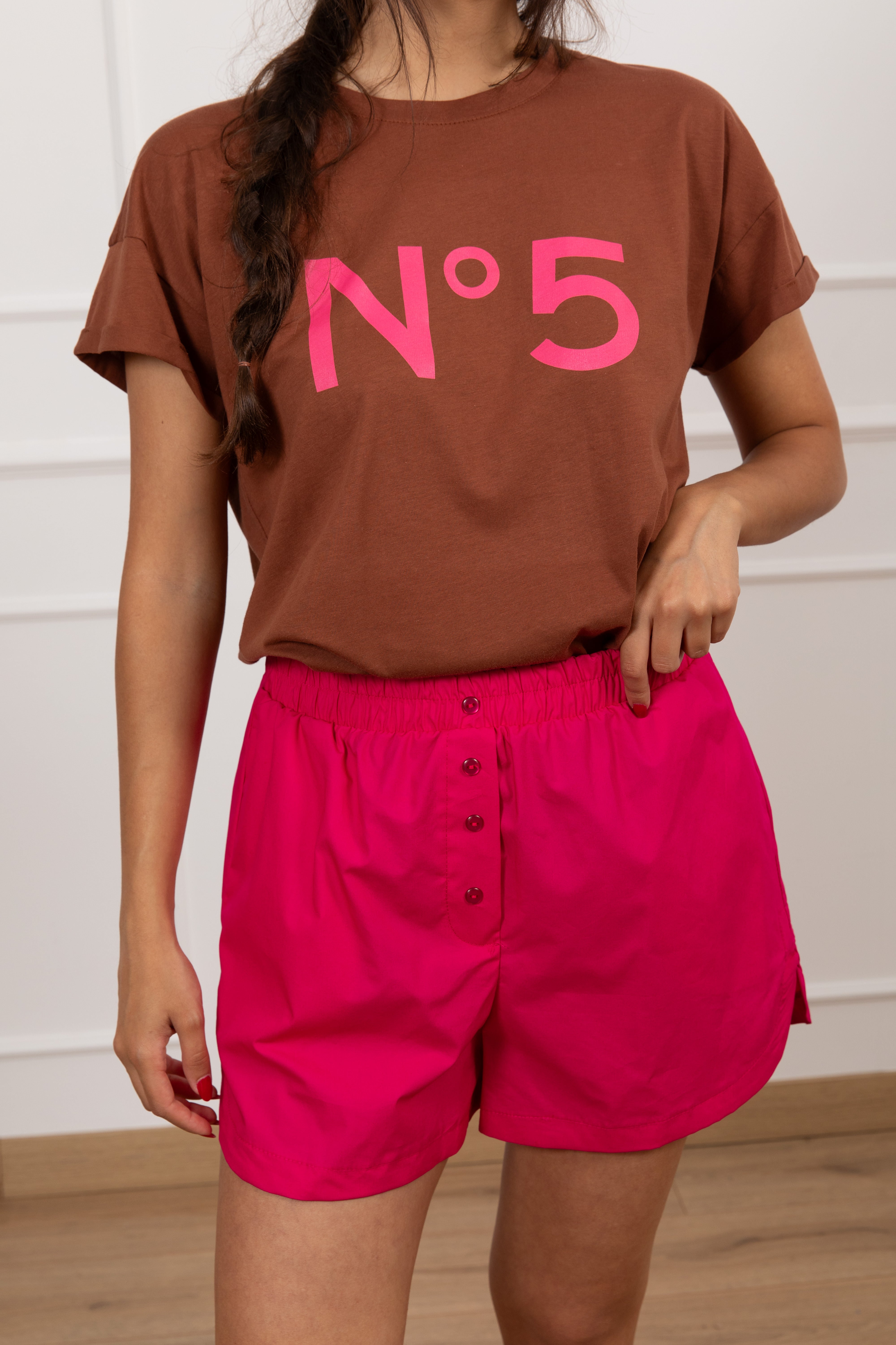 Coordinato t-shirt "N 5" e shorts boxer Tensione IN