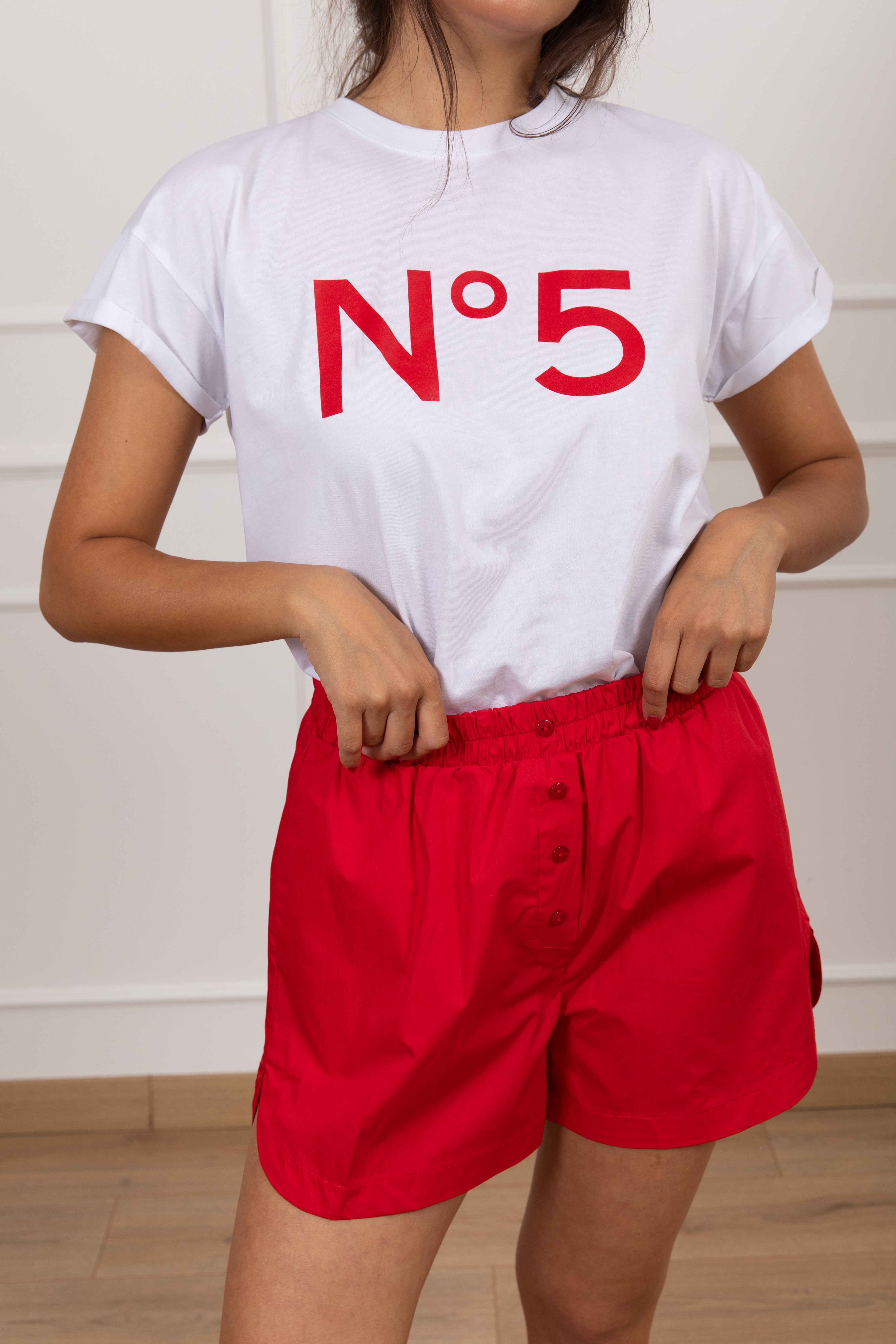 Coordinato t-shirt "N 5" e shorts boxer Tensione IN