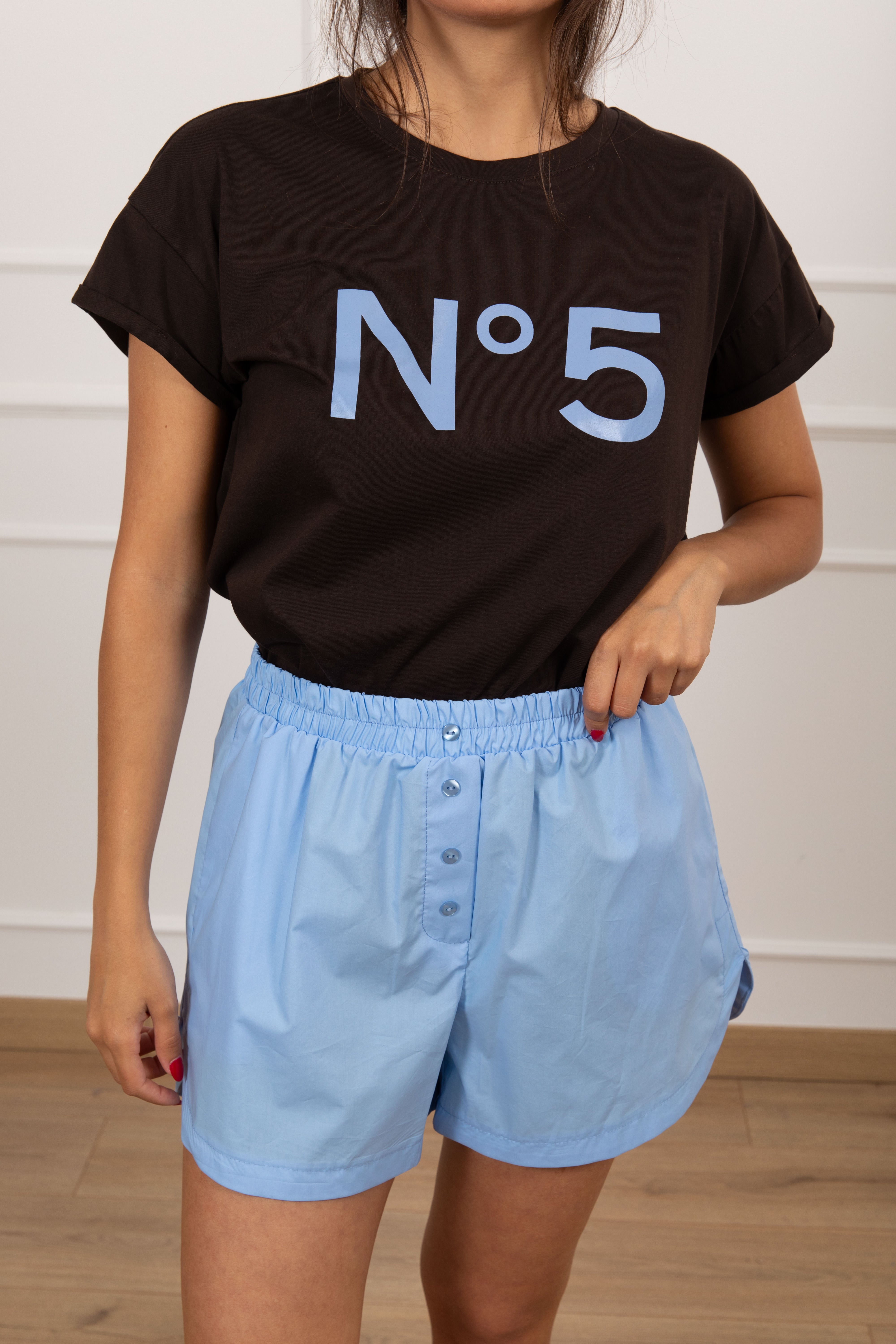 Coordinato t-shirt "N 5" e shorts boxer Tensione IN
