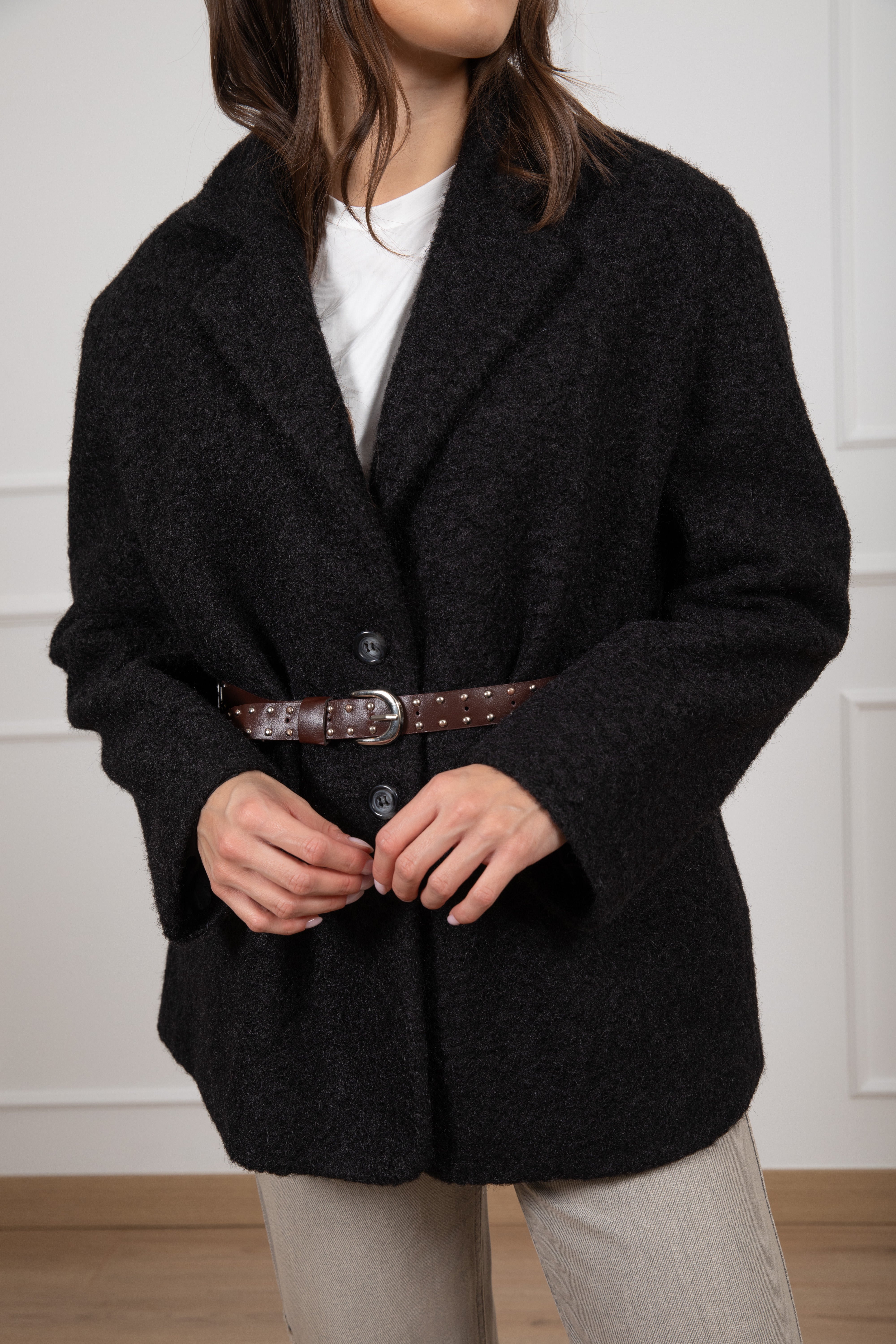 Giacca-cappotto bouclé con cintura ViCOLO