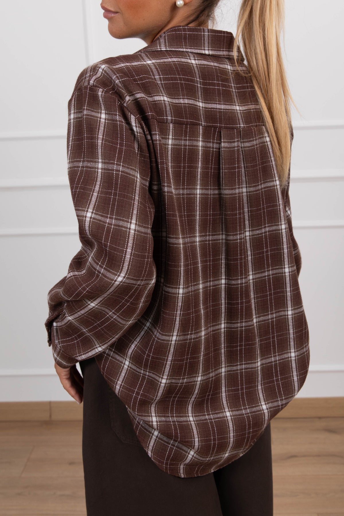 Camicia check con tasca paillettes variante moro Susy Mix