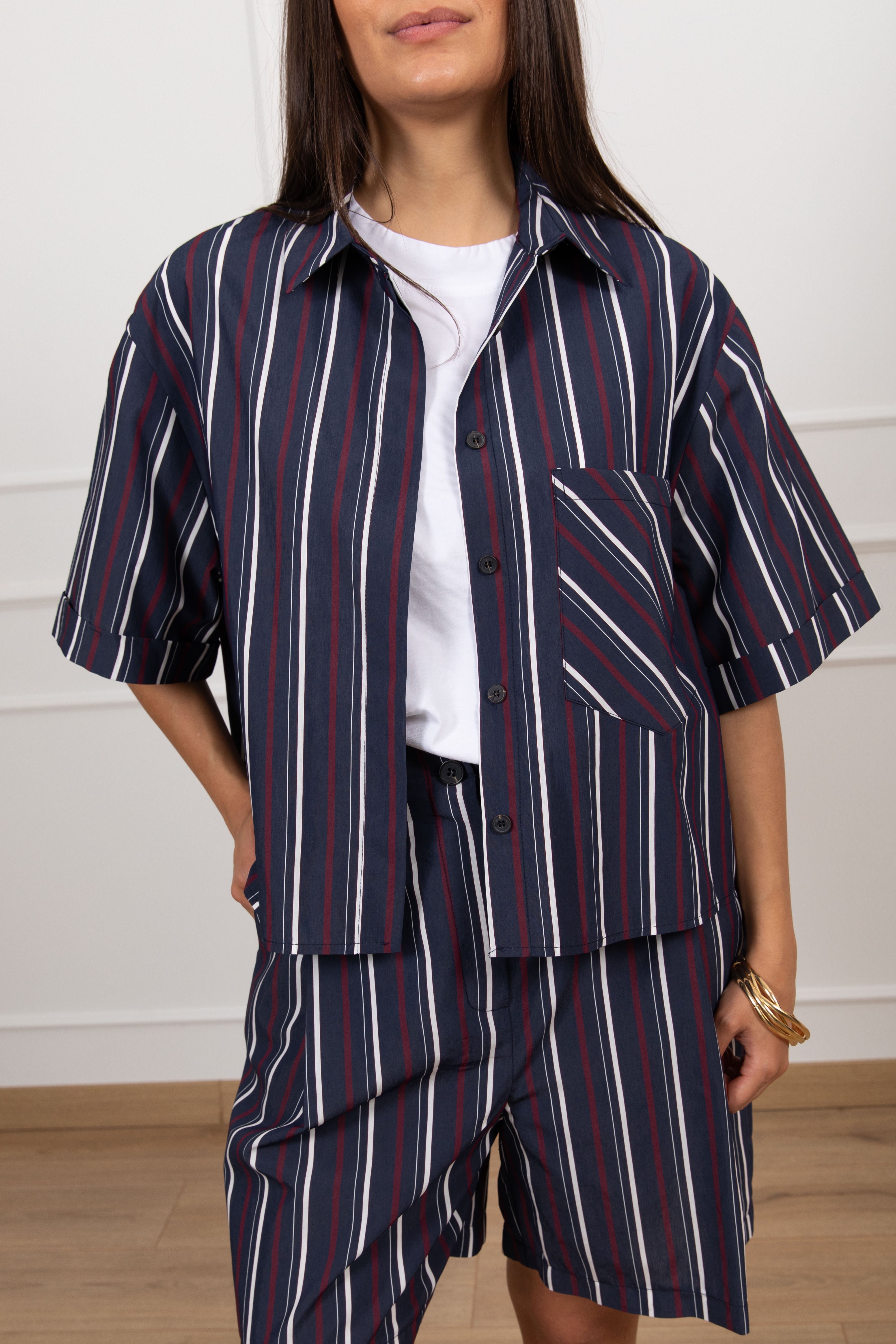 Camicia over-size a righe asimmetriche Motel