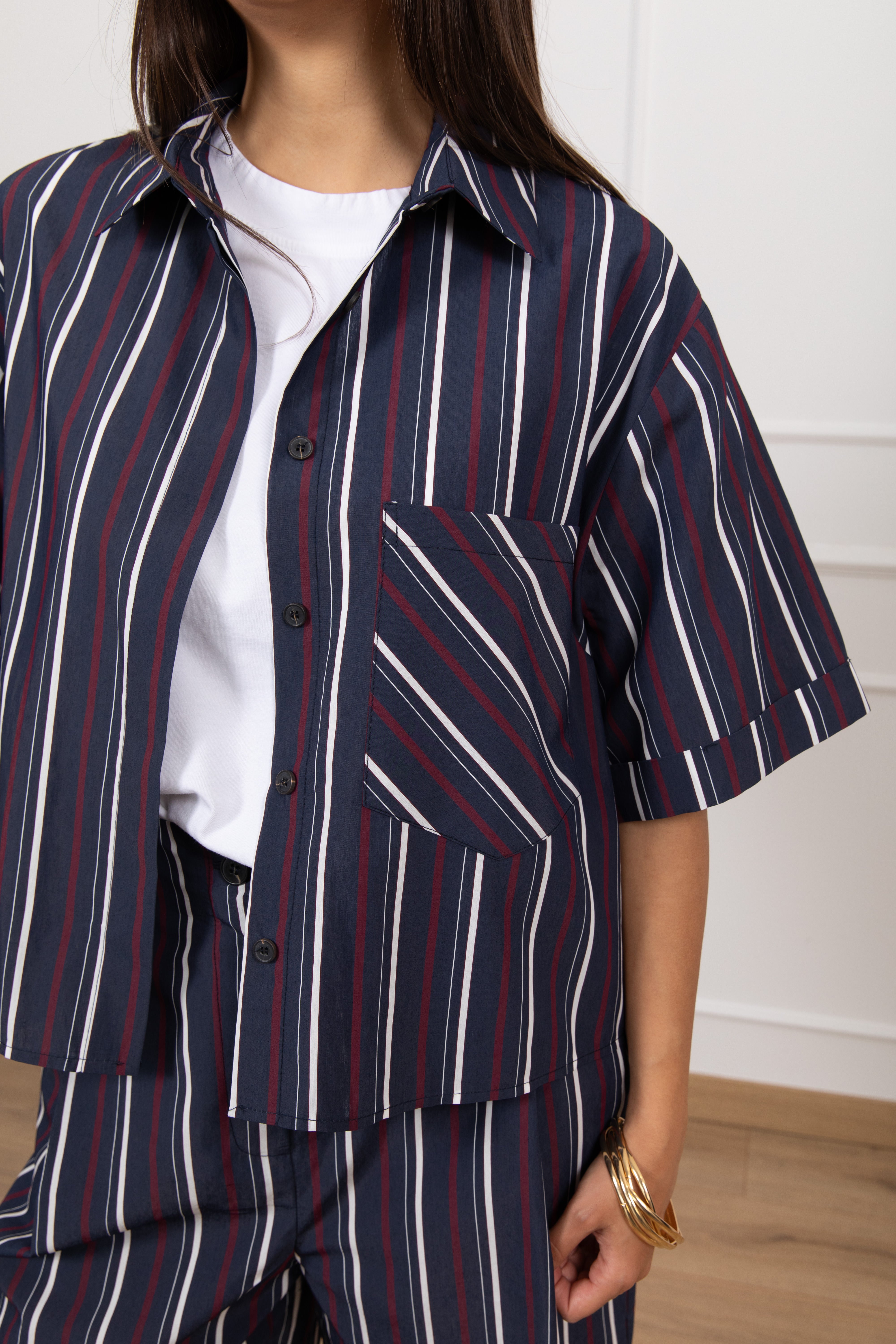 Camicia over-size a righe asimmetriche Motel