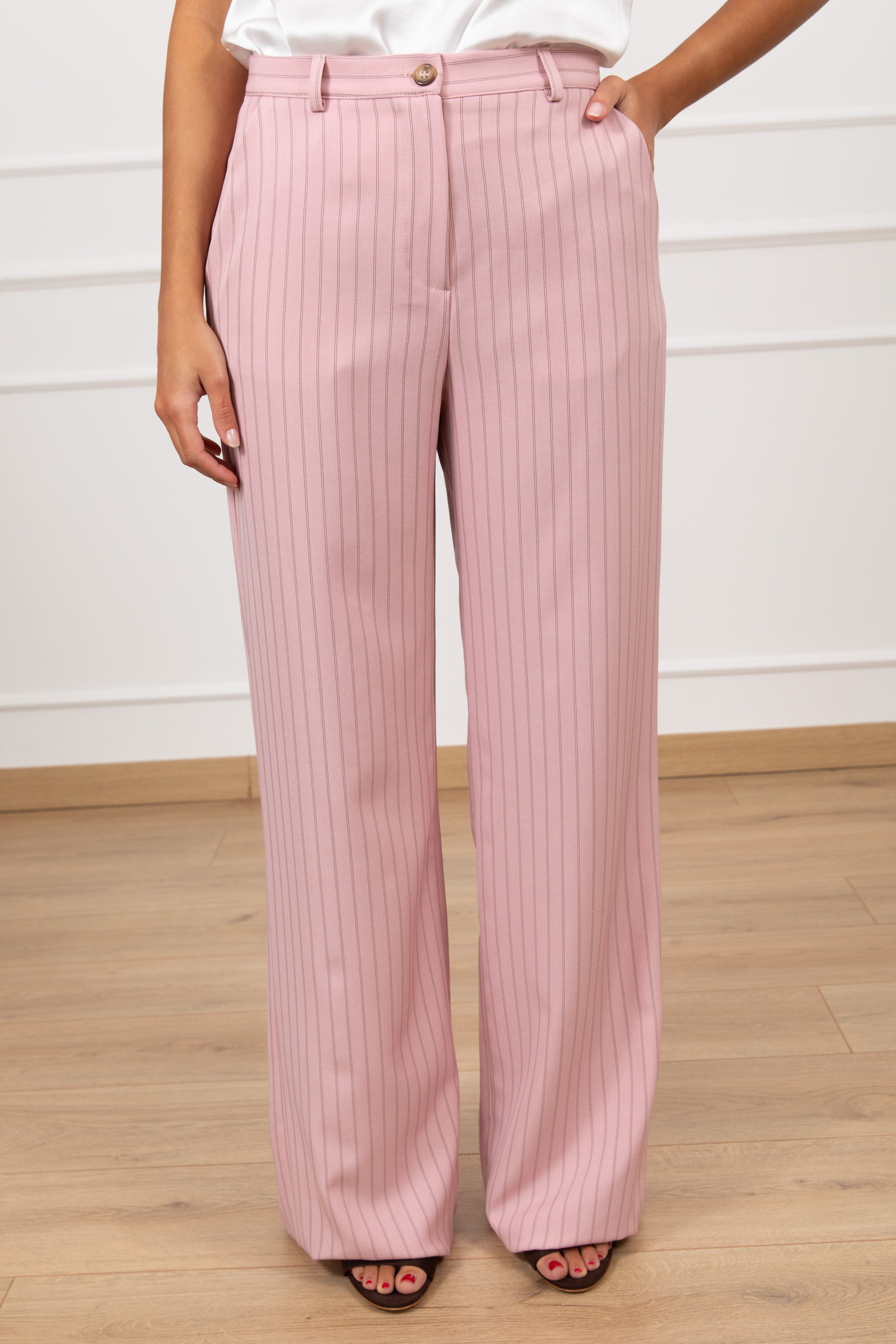Pantalone gessato con gamba dritta ViCOLO