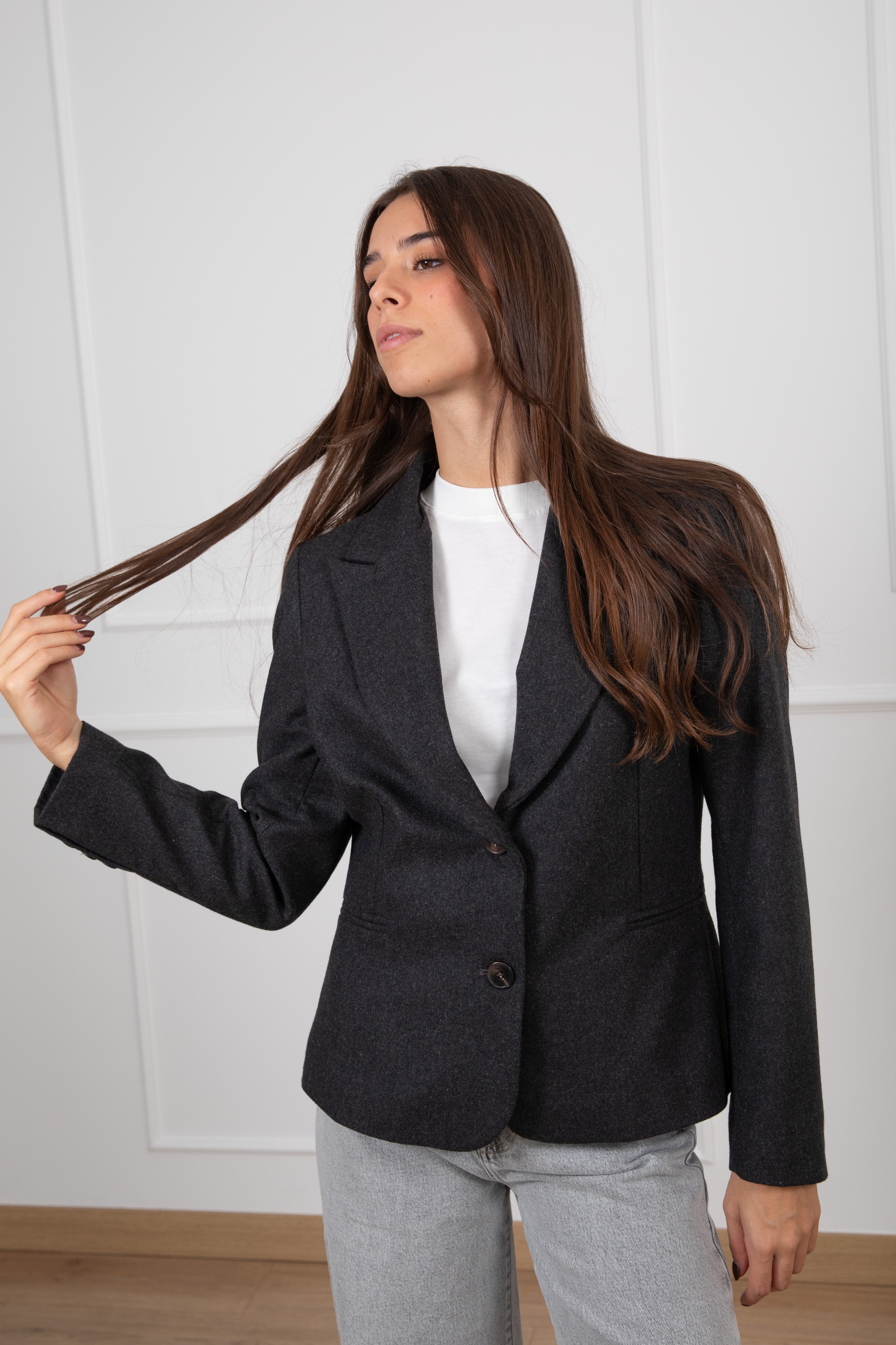 Giacca slim-fit 2 bottoni in panno Tensione IN