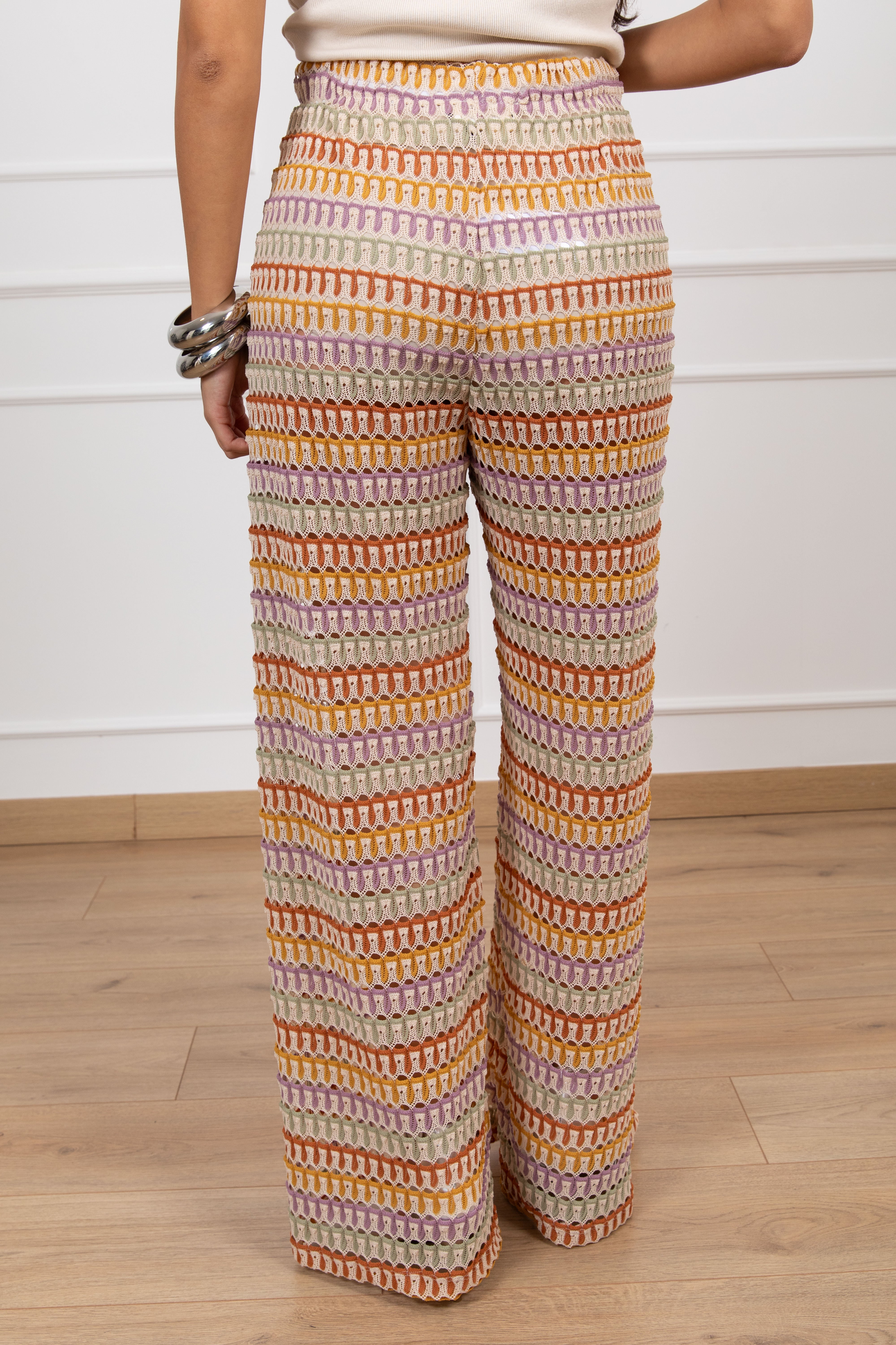 Pantalone motivo zig-zag multicolor con elastico ViCOLO