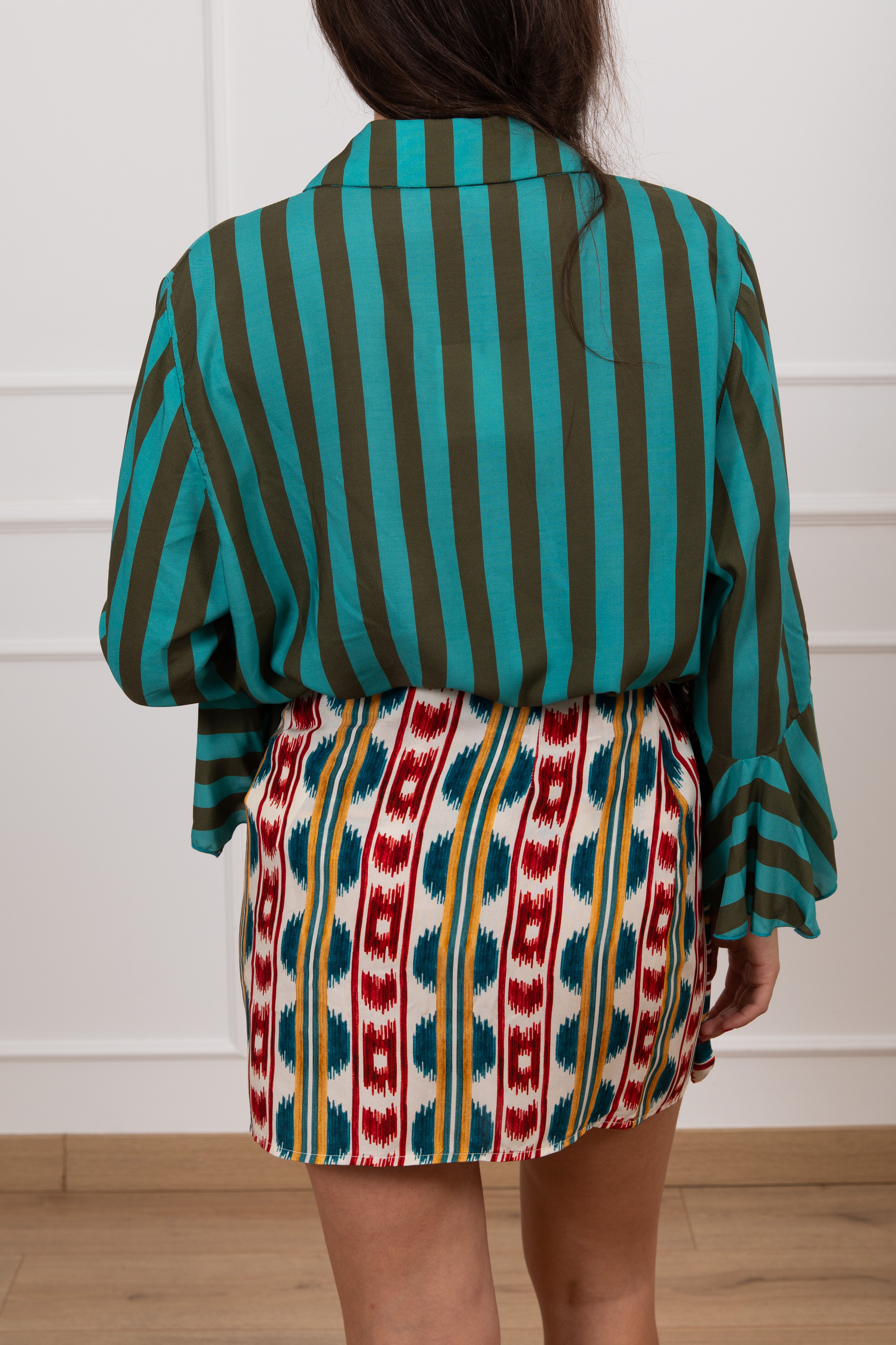 Coordinato camicia e gonna pareo fantasia etnica ViCOLO