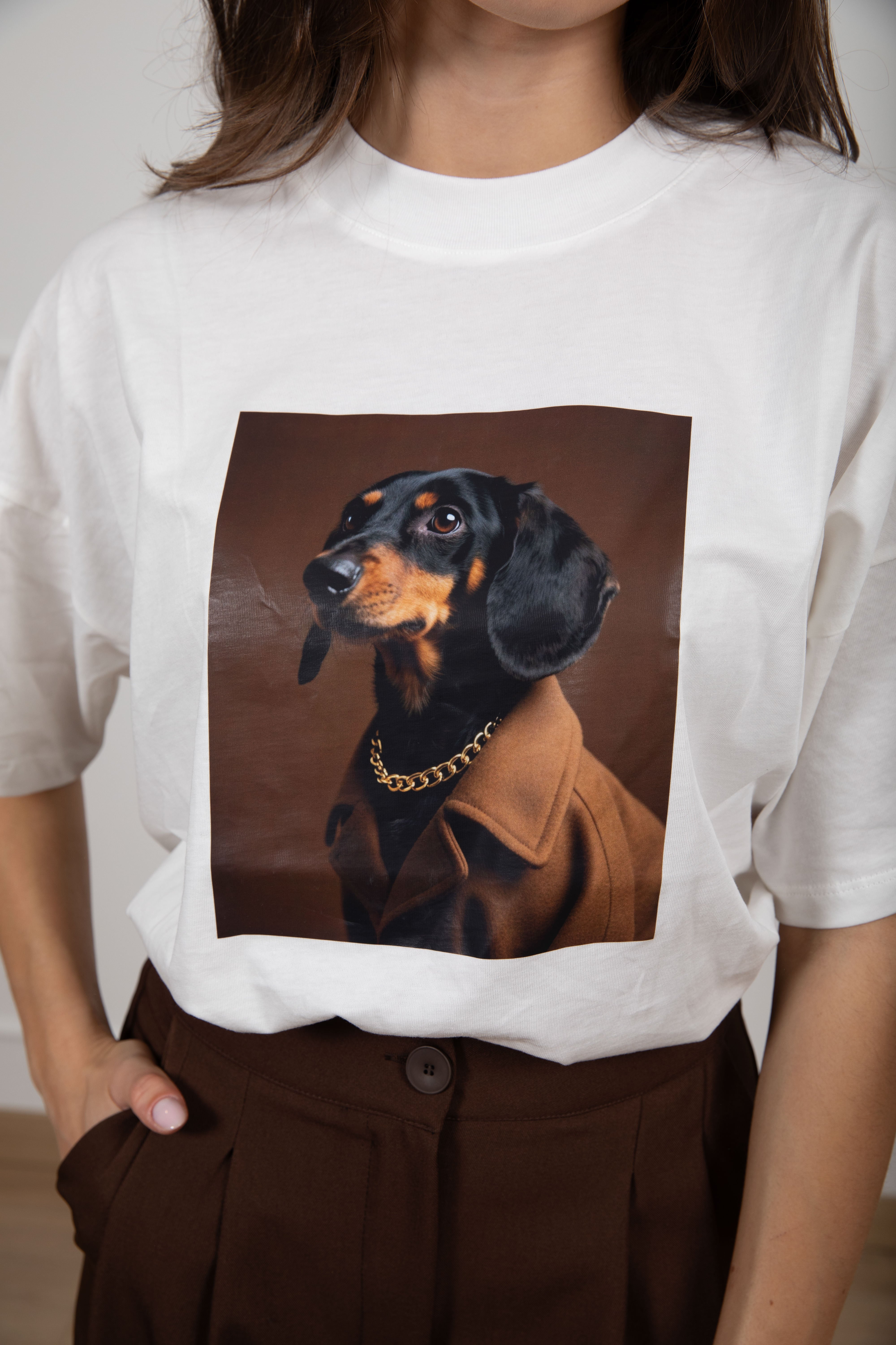 T-shirt over-size bassotto ritratto ViCOLO