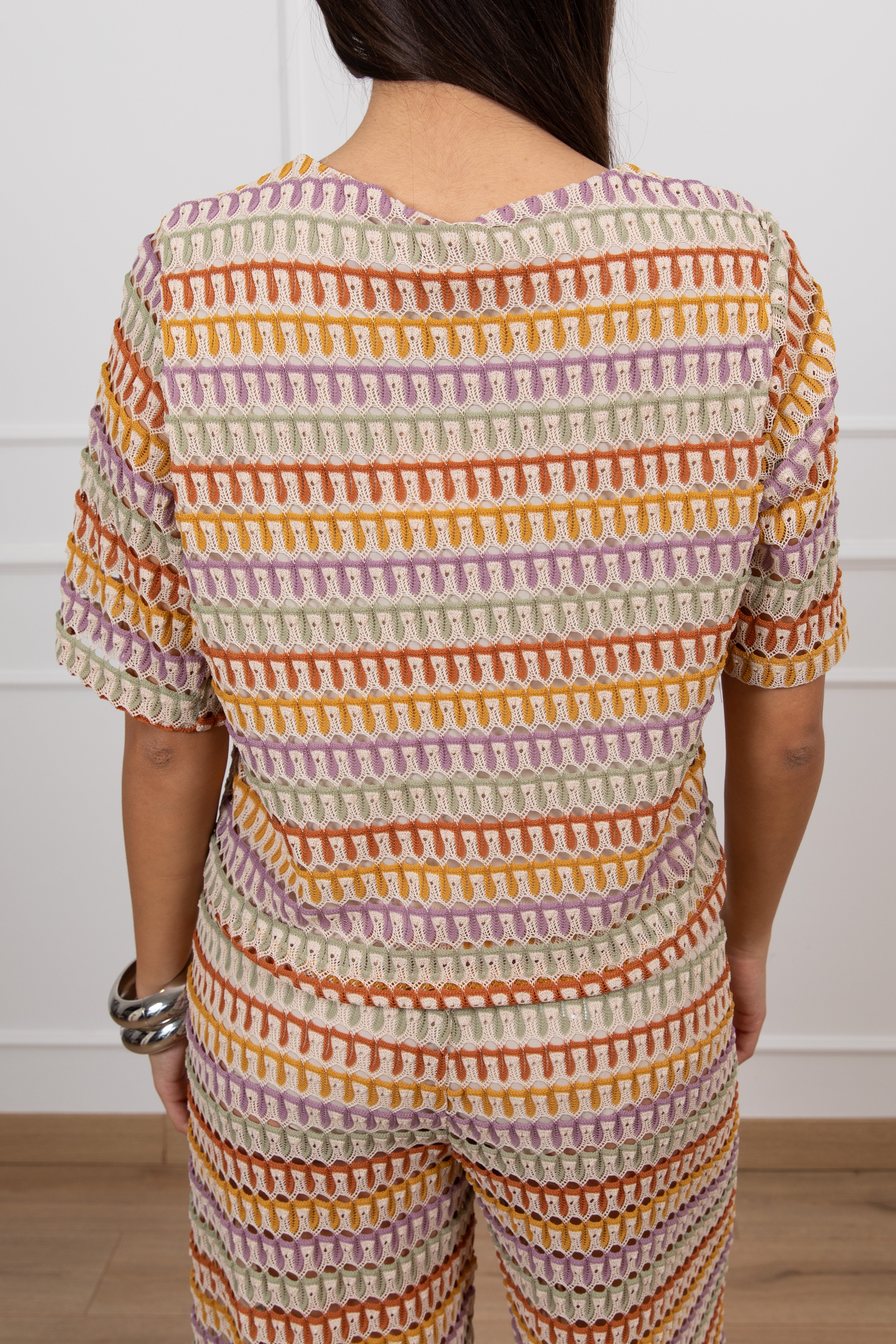 T-shirt motivo zig-zag multicolor ViCOLO