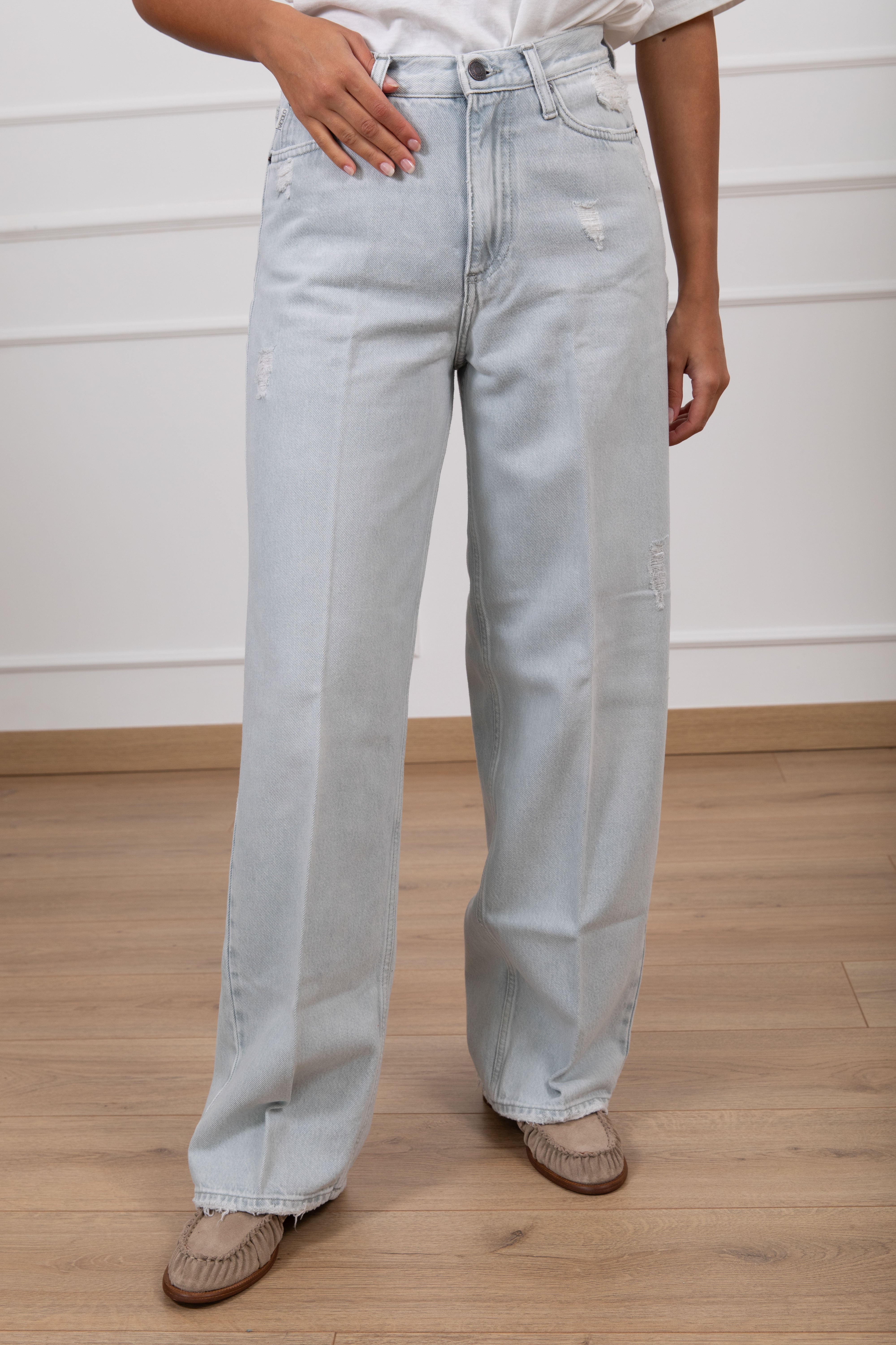Jeans Xenobia ghiaccio wide leg ViCOLO
