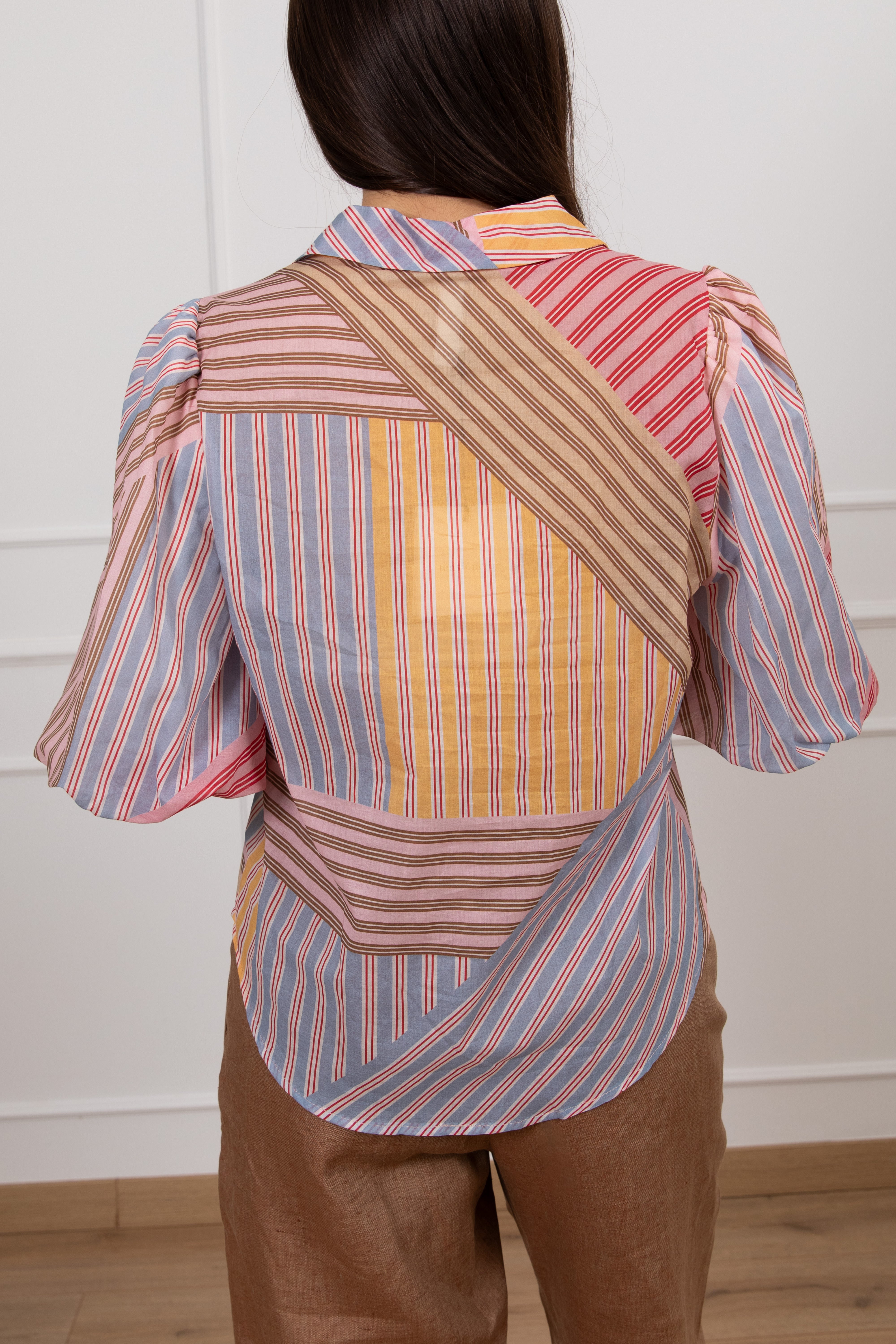 Camicia a righe alternate in cotone Tensione IN