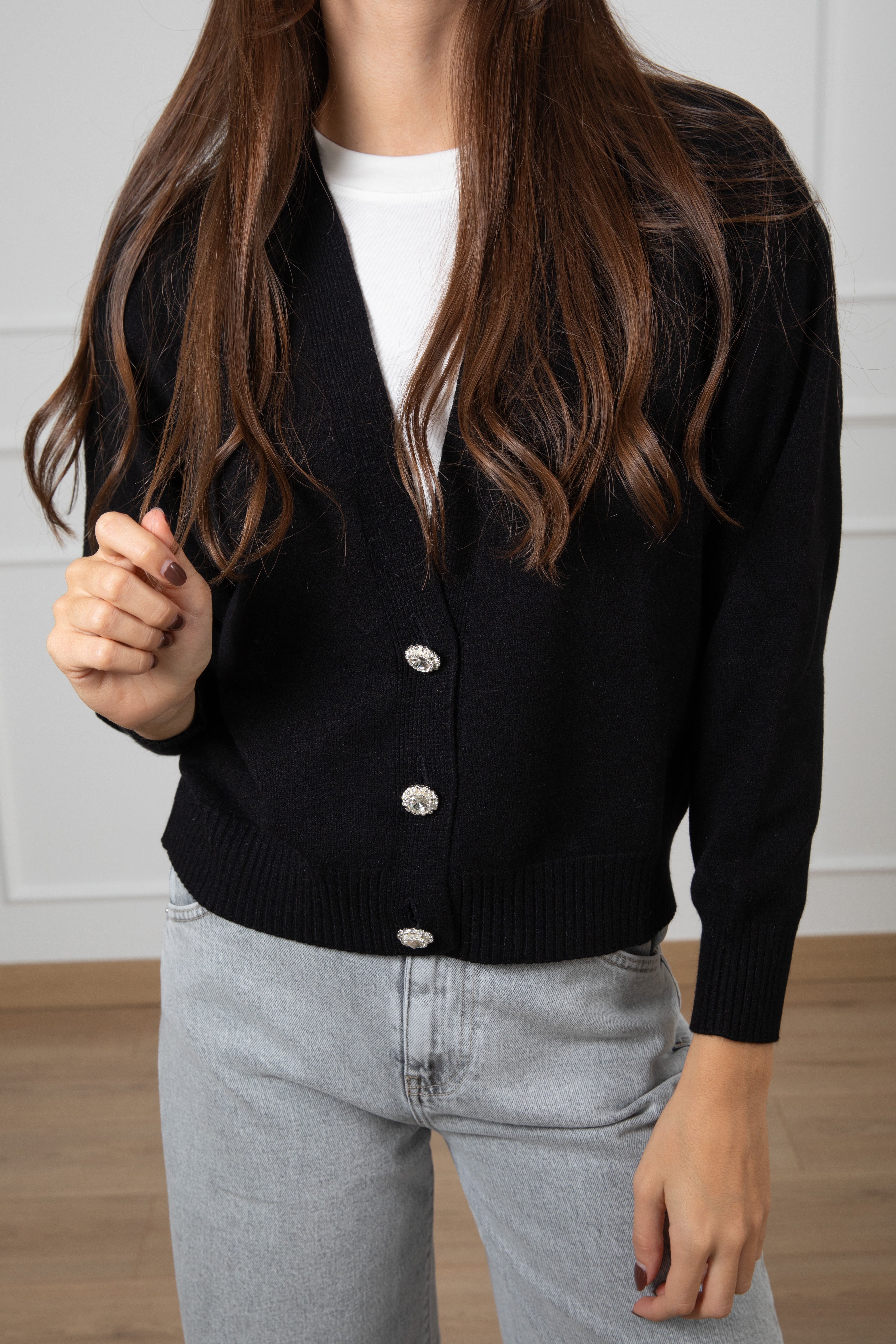 Cardigan in angora con bottoni gioiello ViCOLO