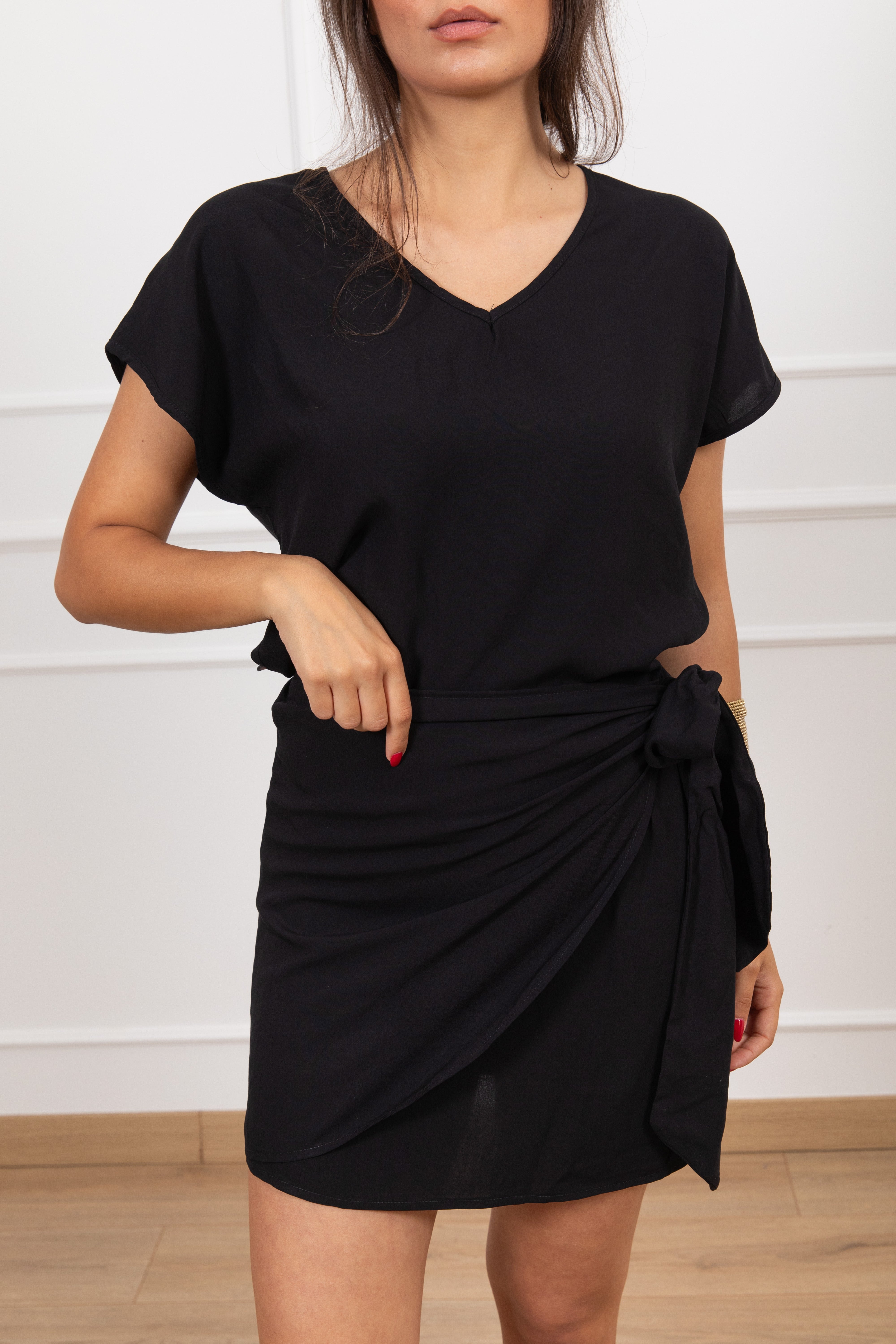 Blusa scollo a "V" in viscosa Haveone