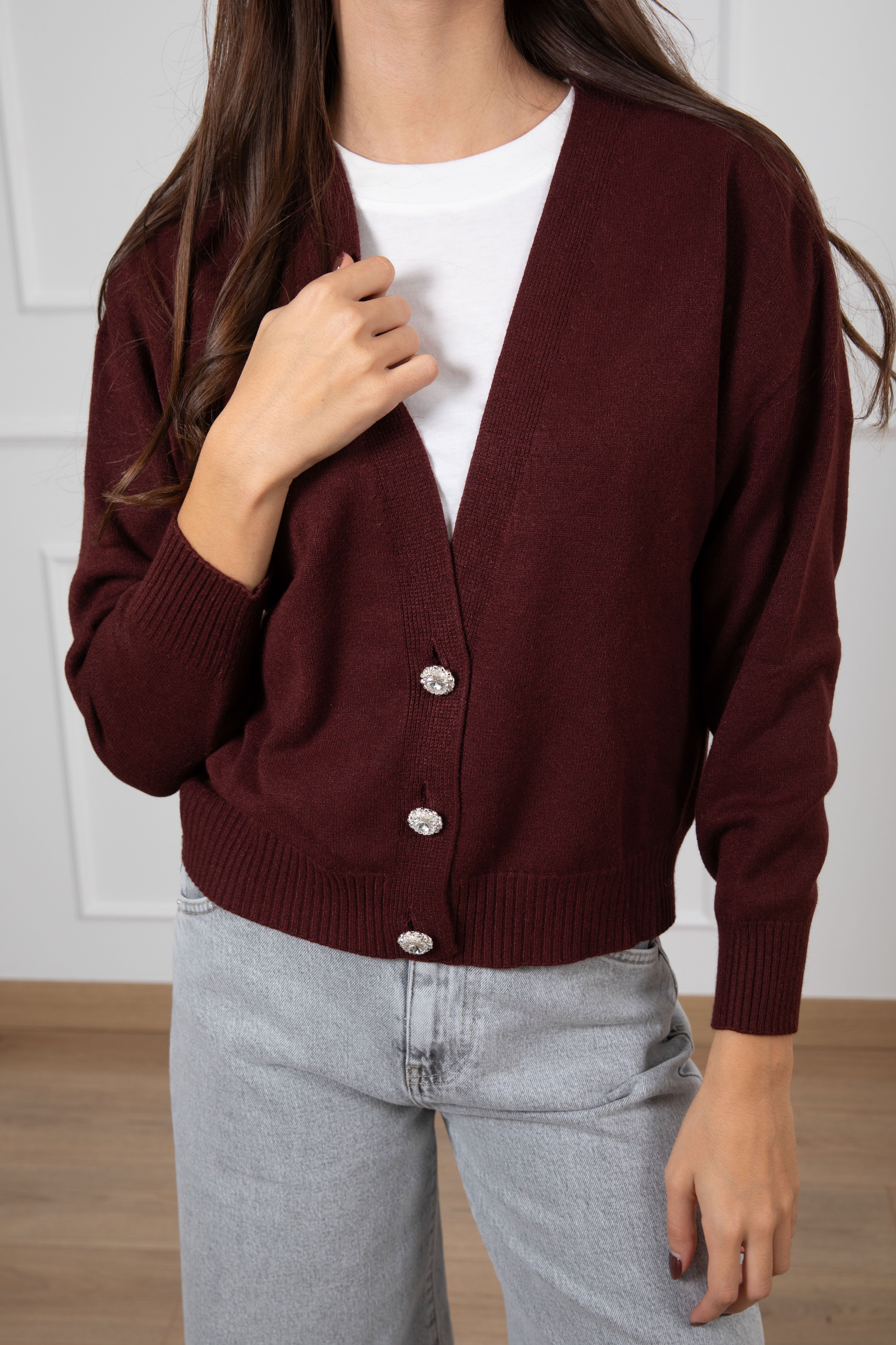 Cardigan in angora con bottoni gioiello ViCOLO