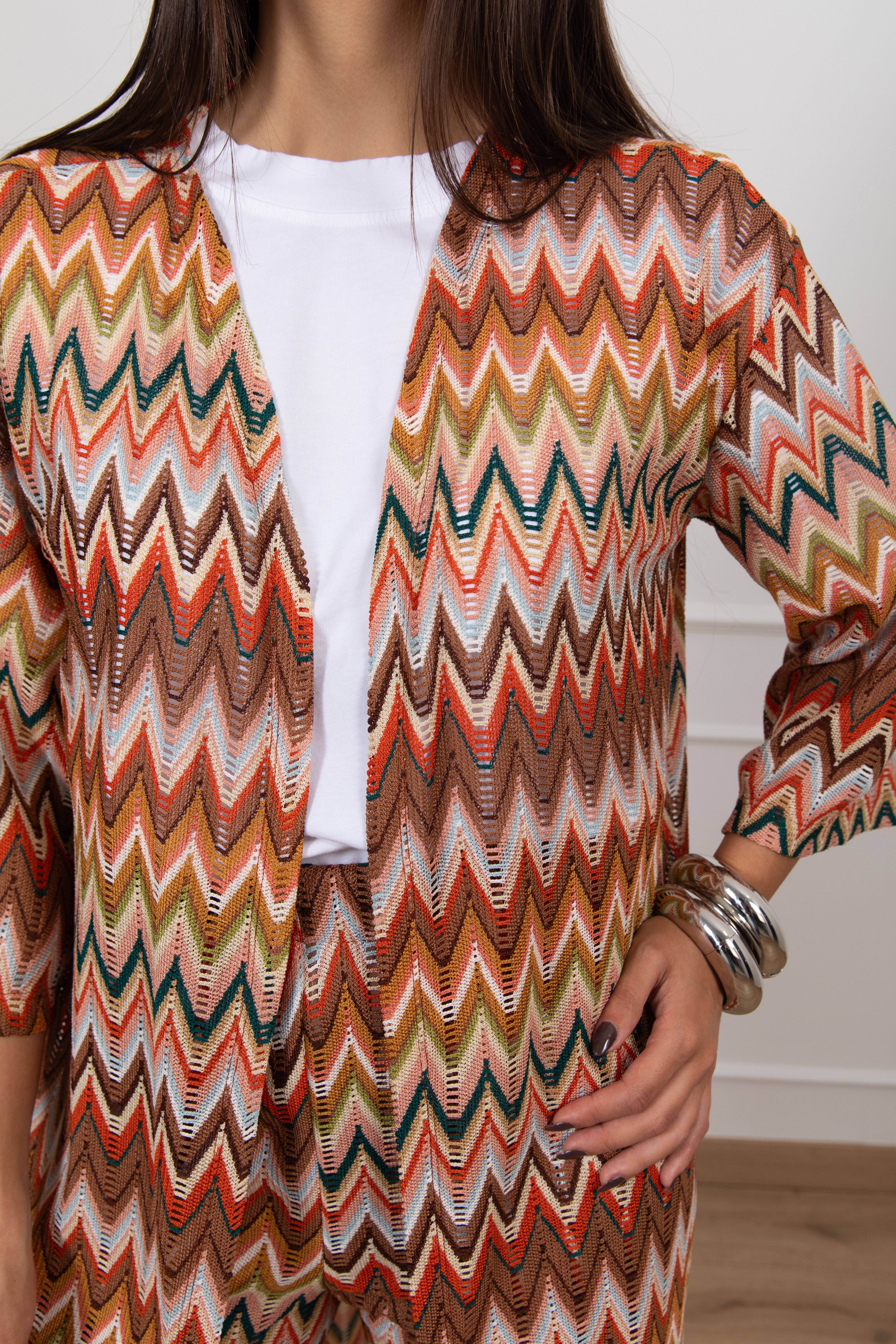 Kimono motivo zig-zag cammello ViCOLO
