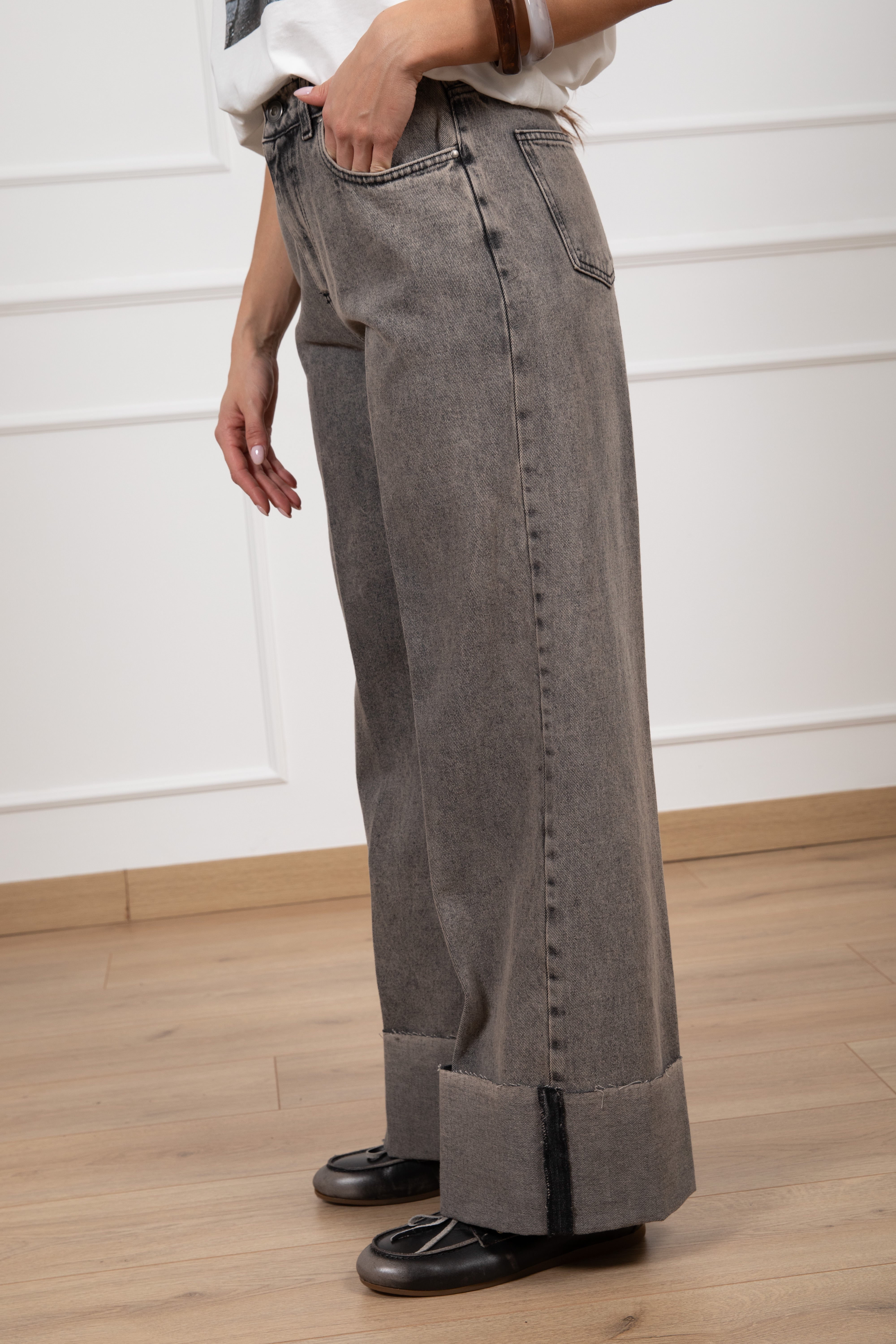 Jeans gamba dritta con risvolto Susy Mix