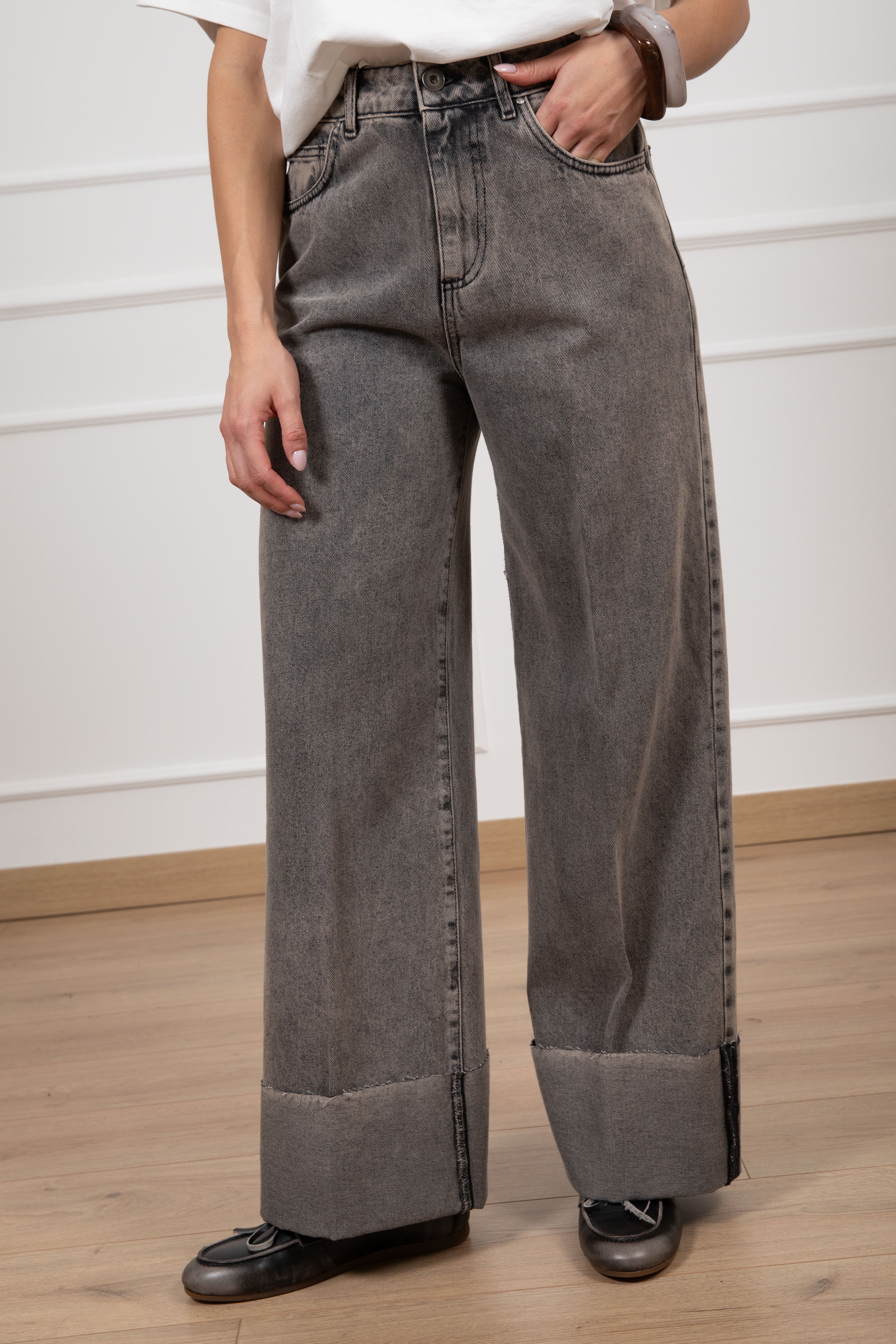 Jeans gamba dritta con risvolto Susy Mix