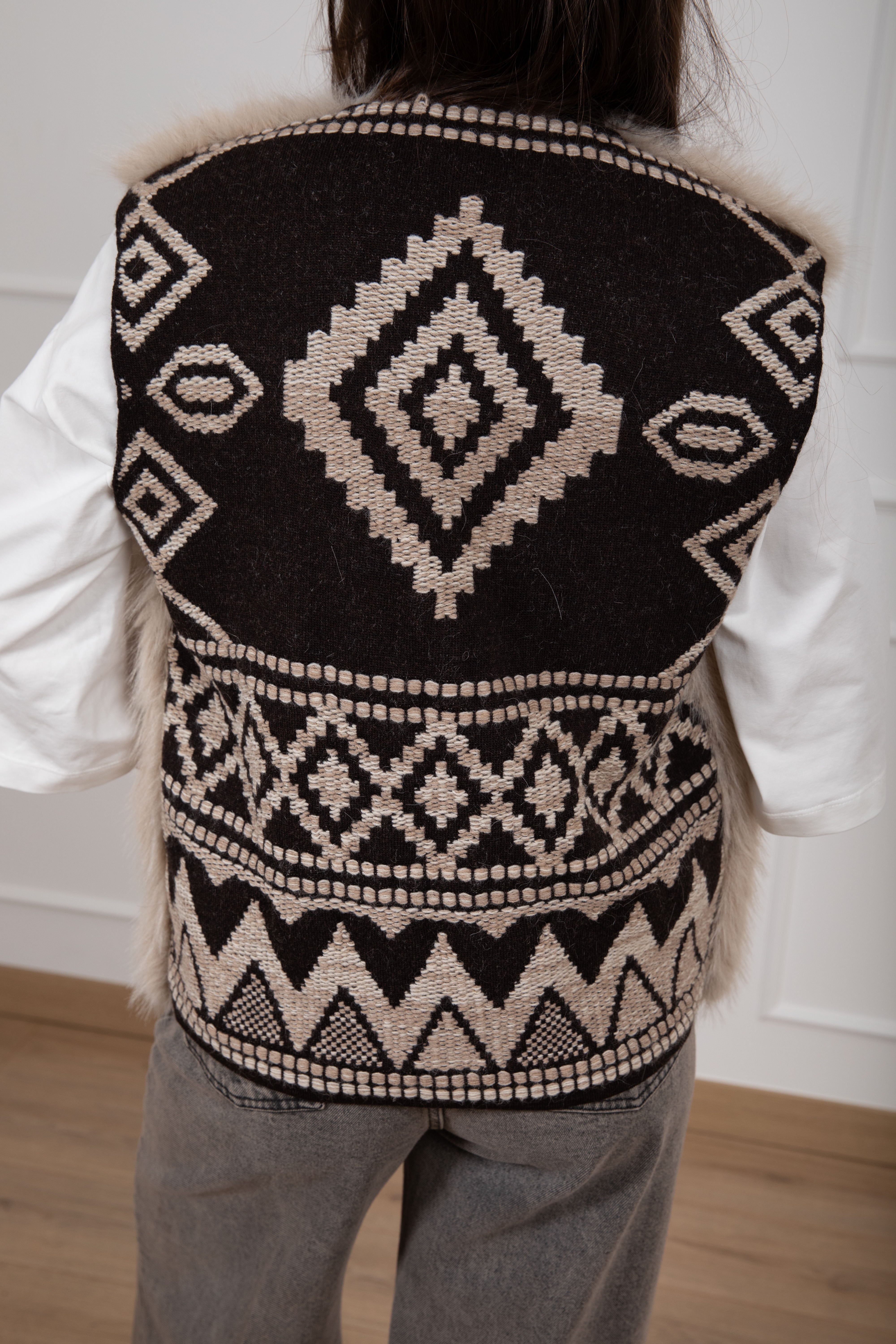 Gilet in eco-pelliccia e maglia Motel