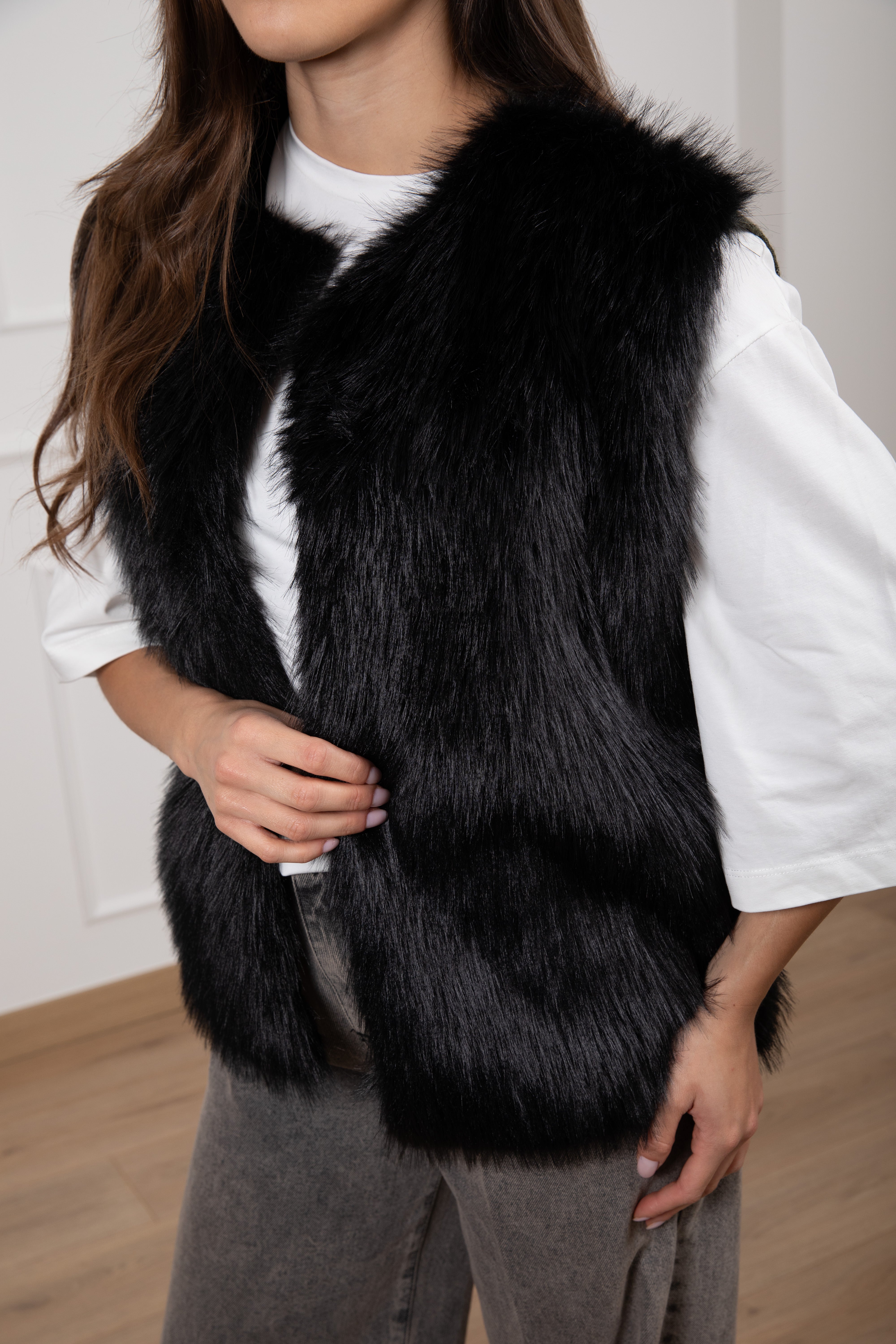 Gilet in eco-pelliccia e maglia Motel