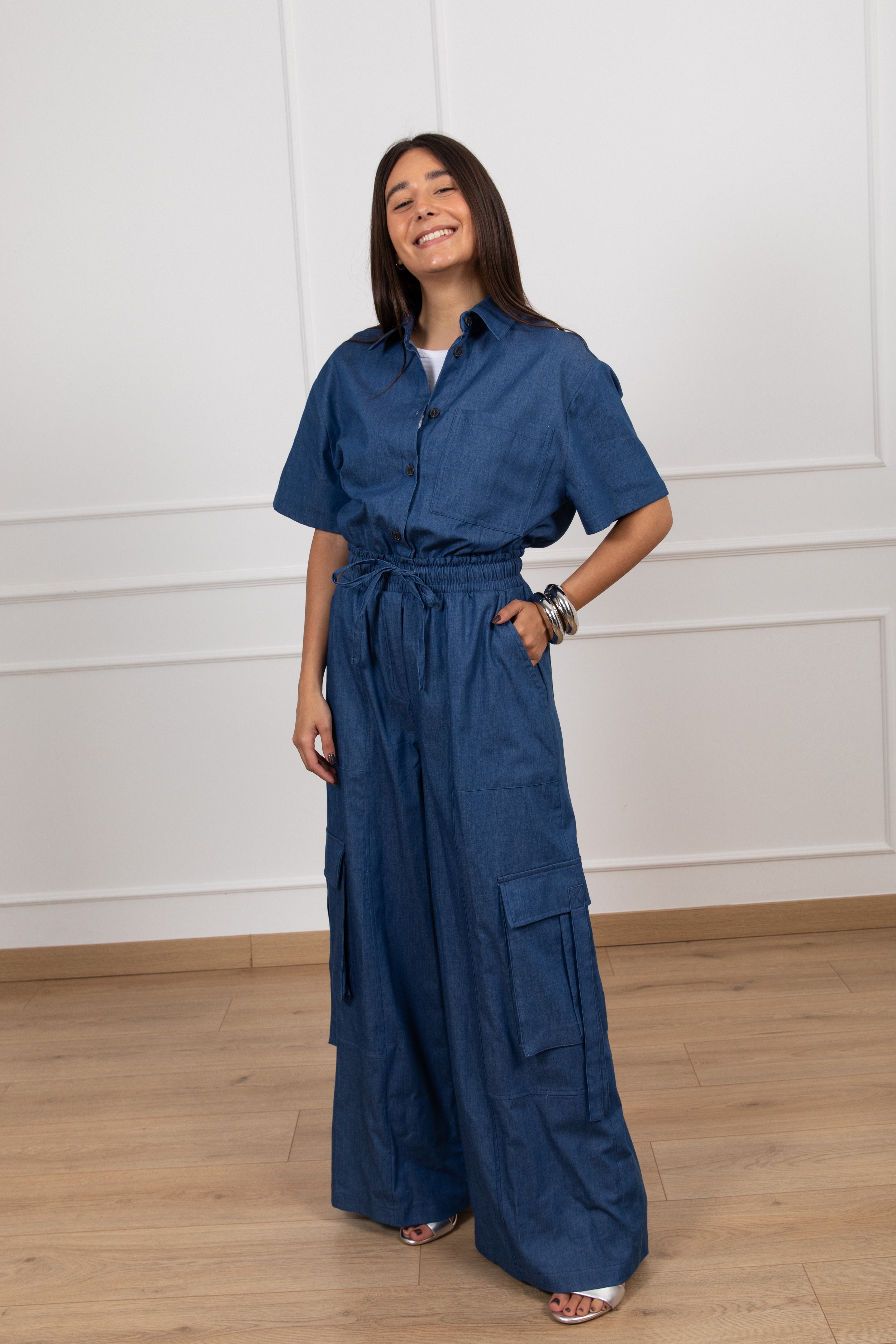 Jumpsuit cargo in chambrix Tensione IN
