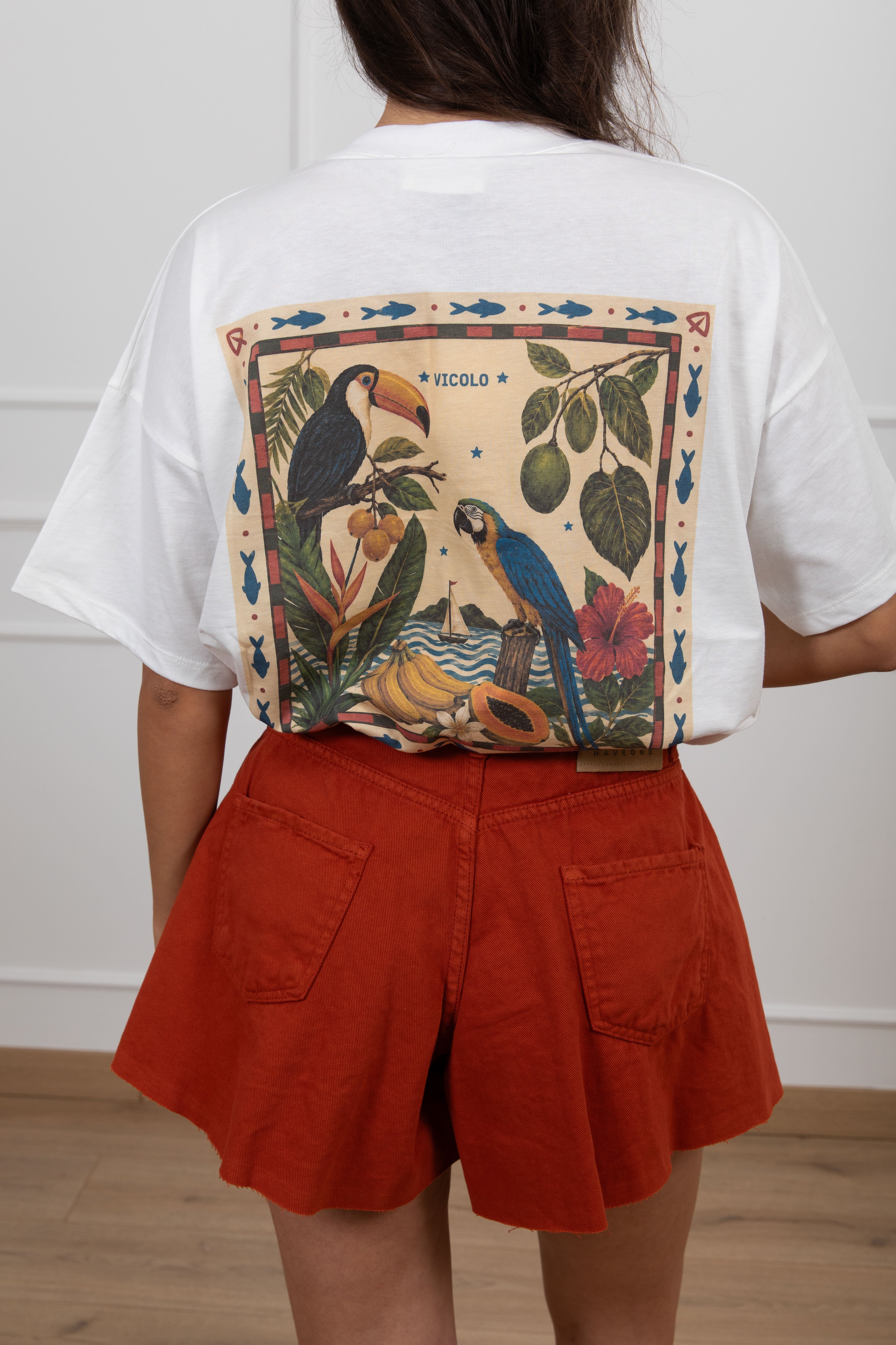 T-shirt stampa tucano sul retro ViCOLO