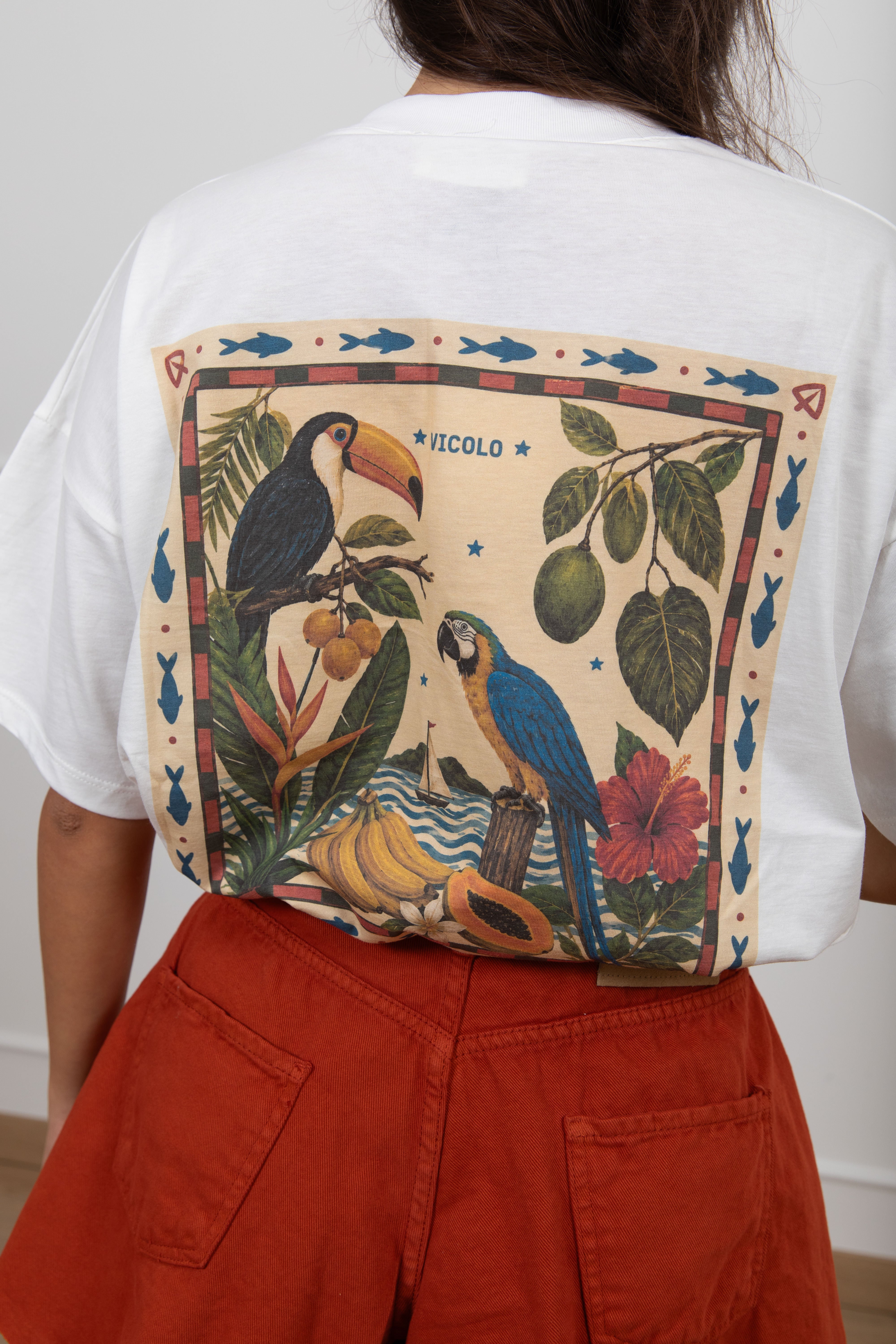 T-shirt stampa tucano sul retro ViCOLO
