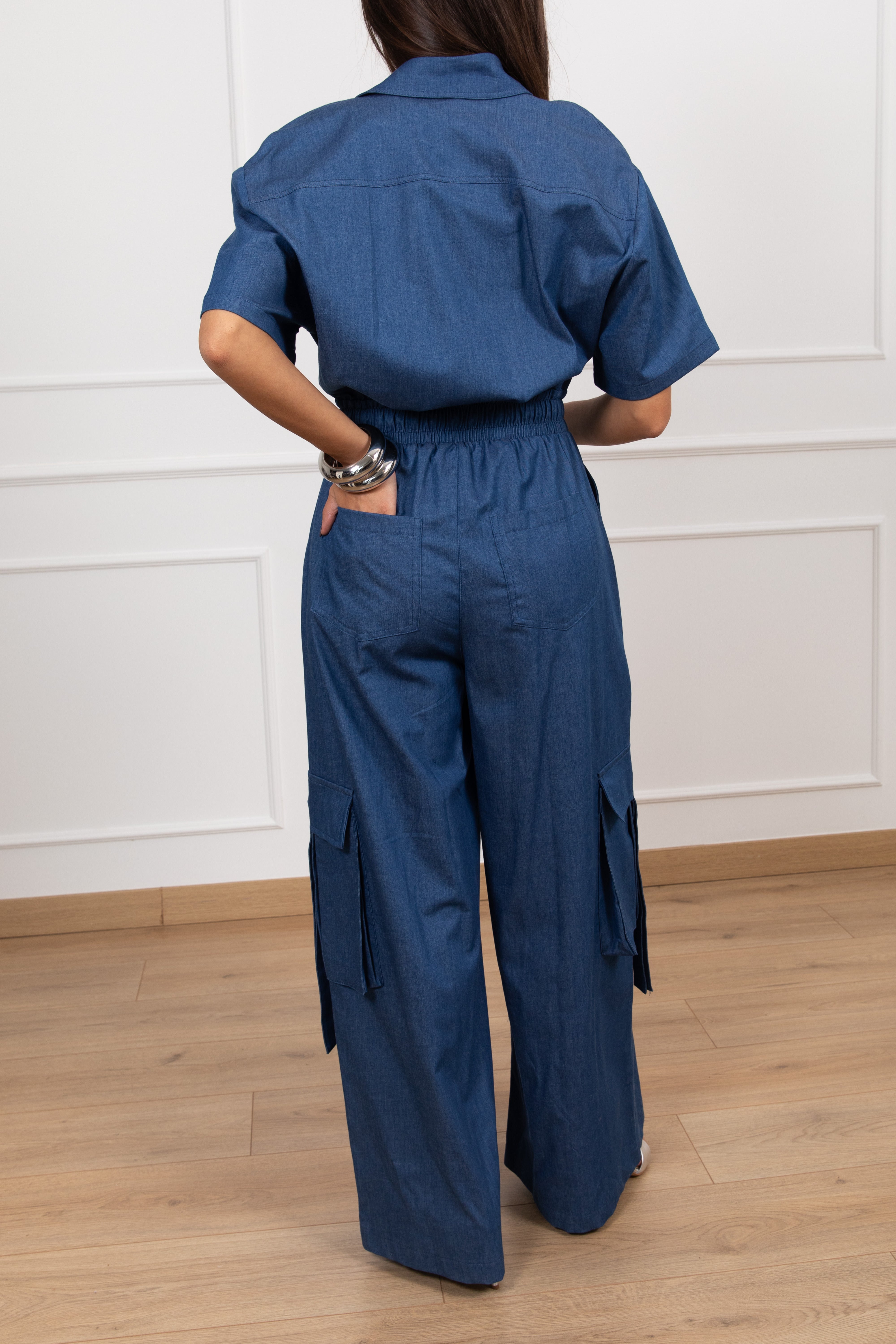 Jumpsuit cargo in chambrix Tensione IN