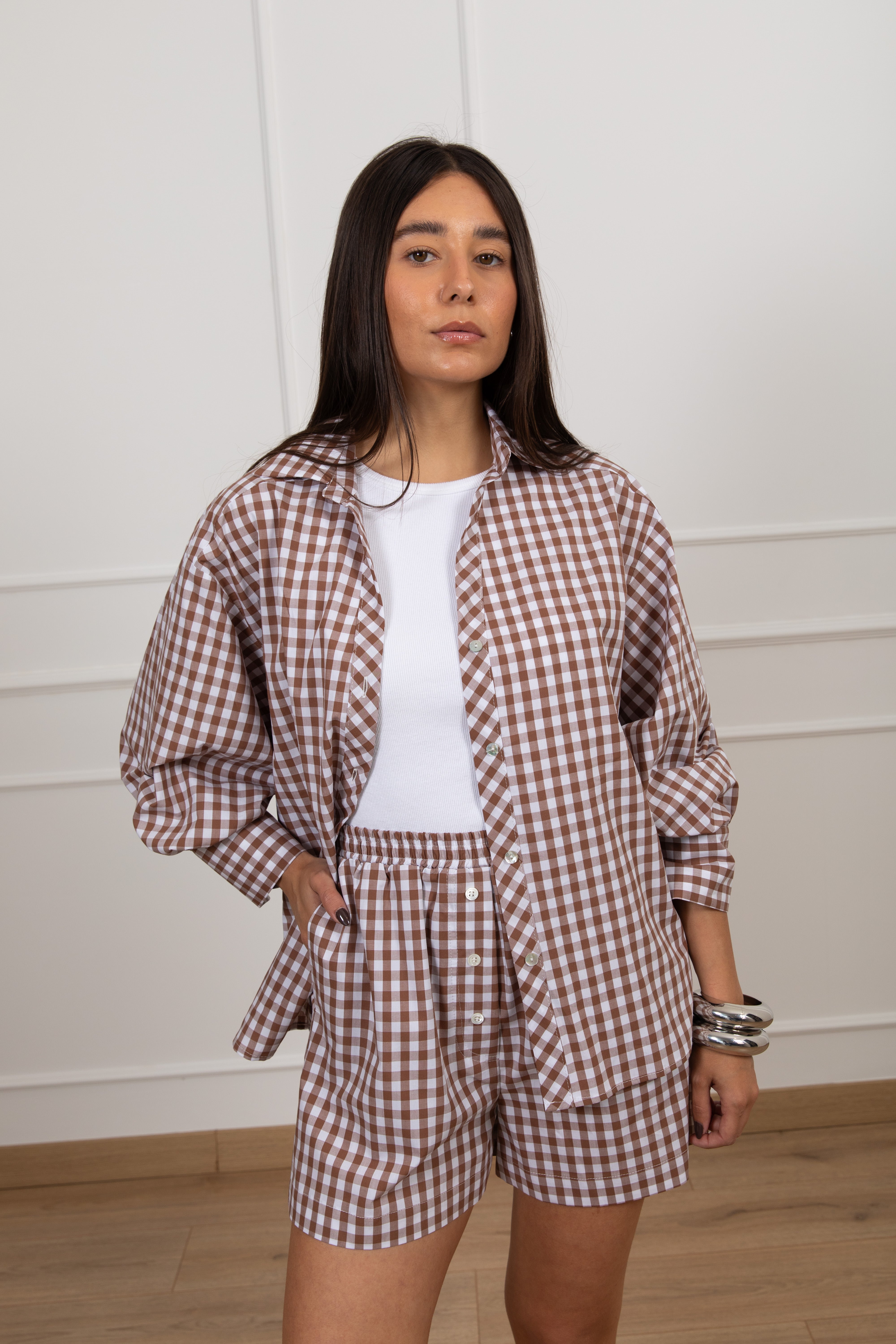 Camicia vichy con bottone sul retro ViCOLO