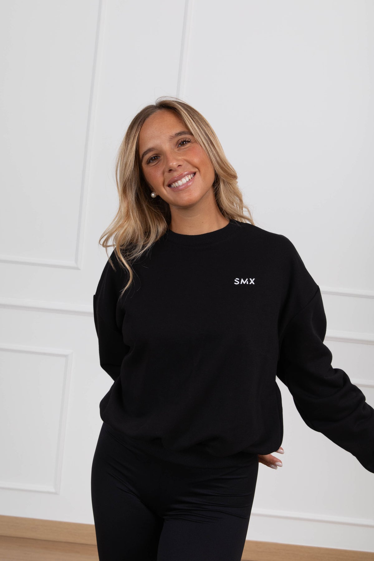 Felpa girocollo monogram variante nero Susy Mix Fitness