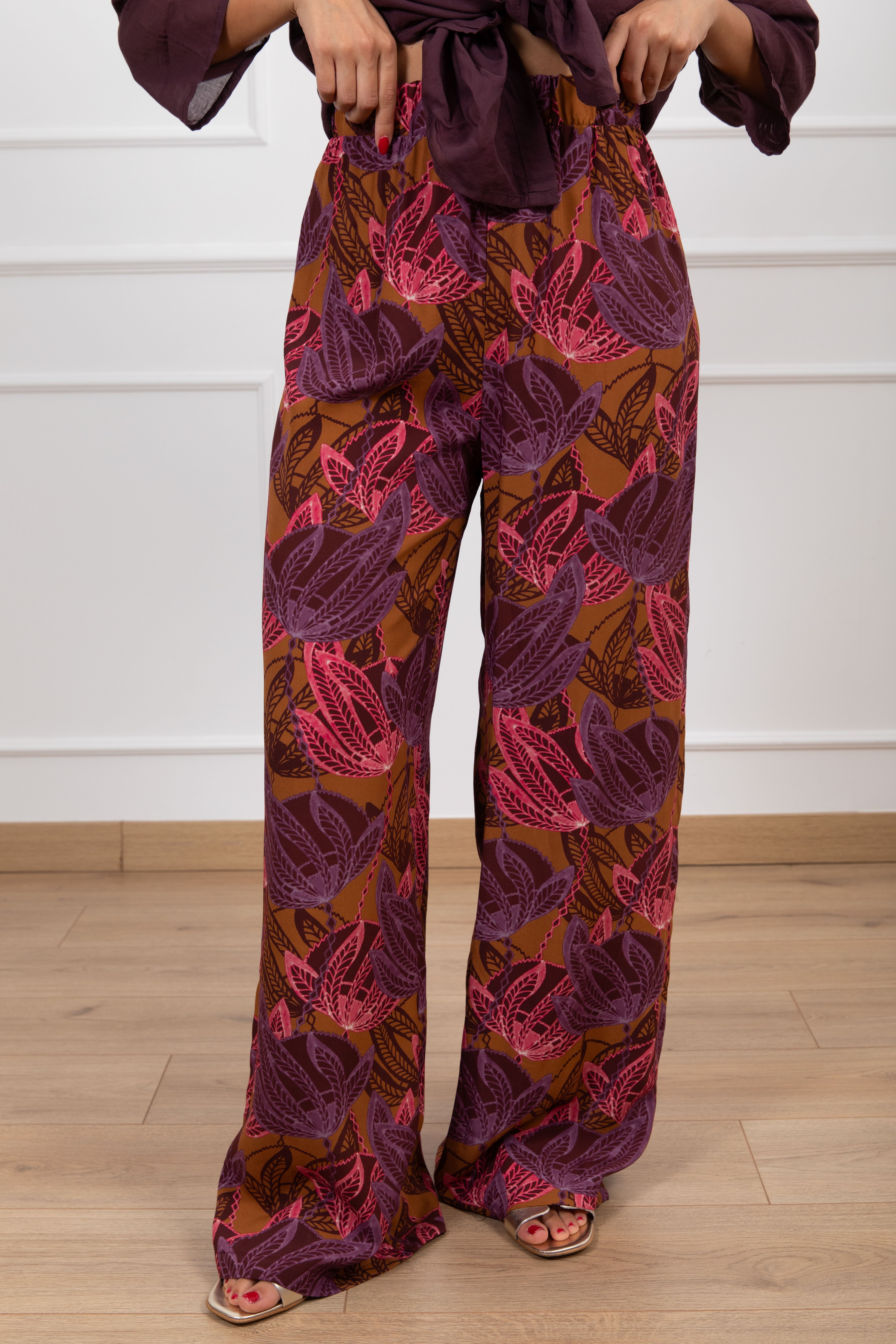 Pantalone fantasia foglie Haveone