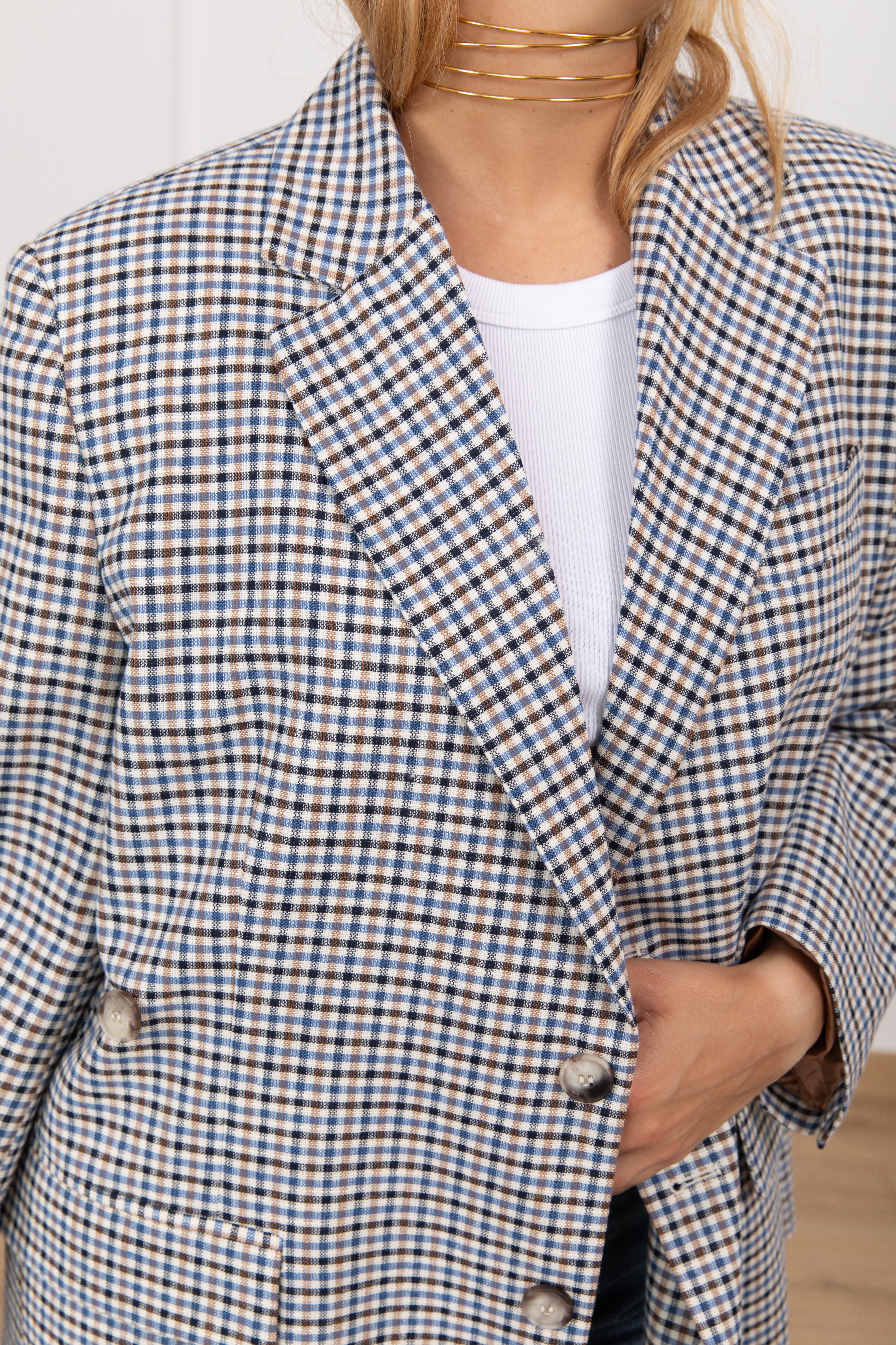 Giacca micro-check con doppia abbottonatura ViCOLO