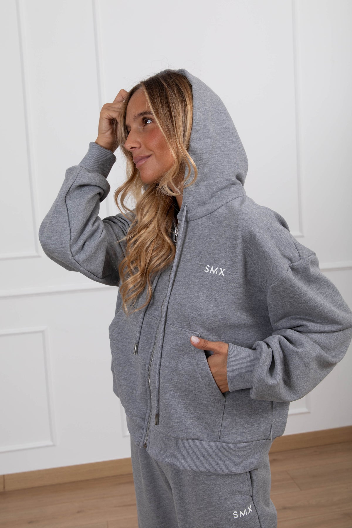 Felpa con zip e cappuccio monogram variante grigio Susy Mix Fitness