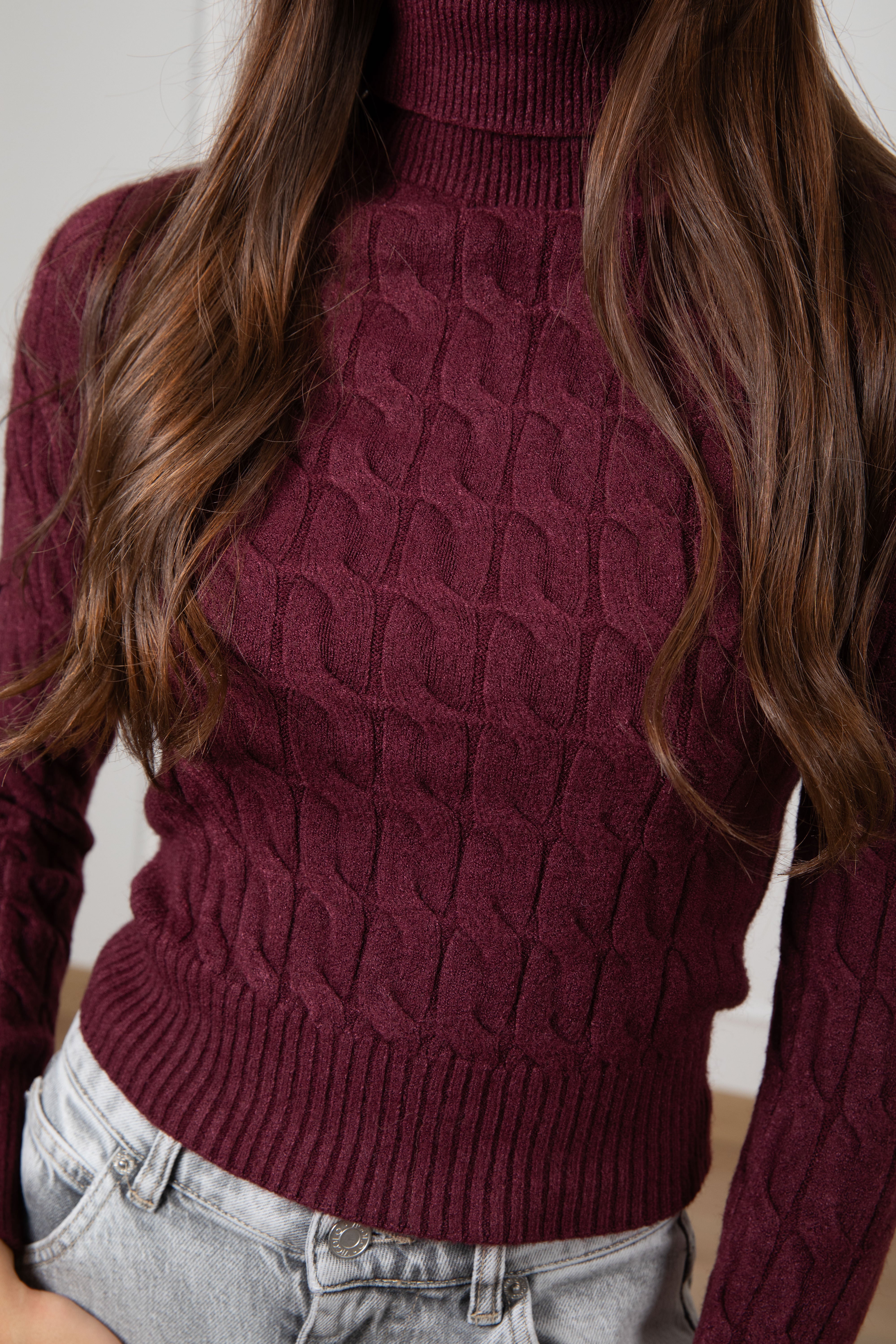 Pull collo alto con trecce piatte Susy Mix