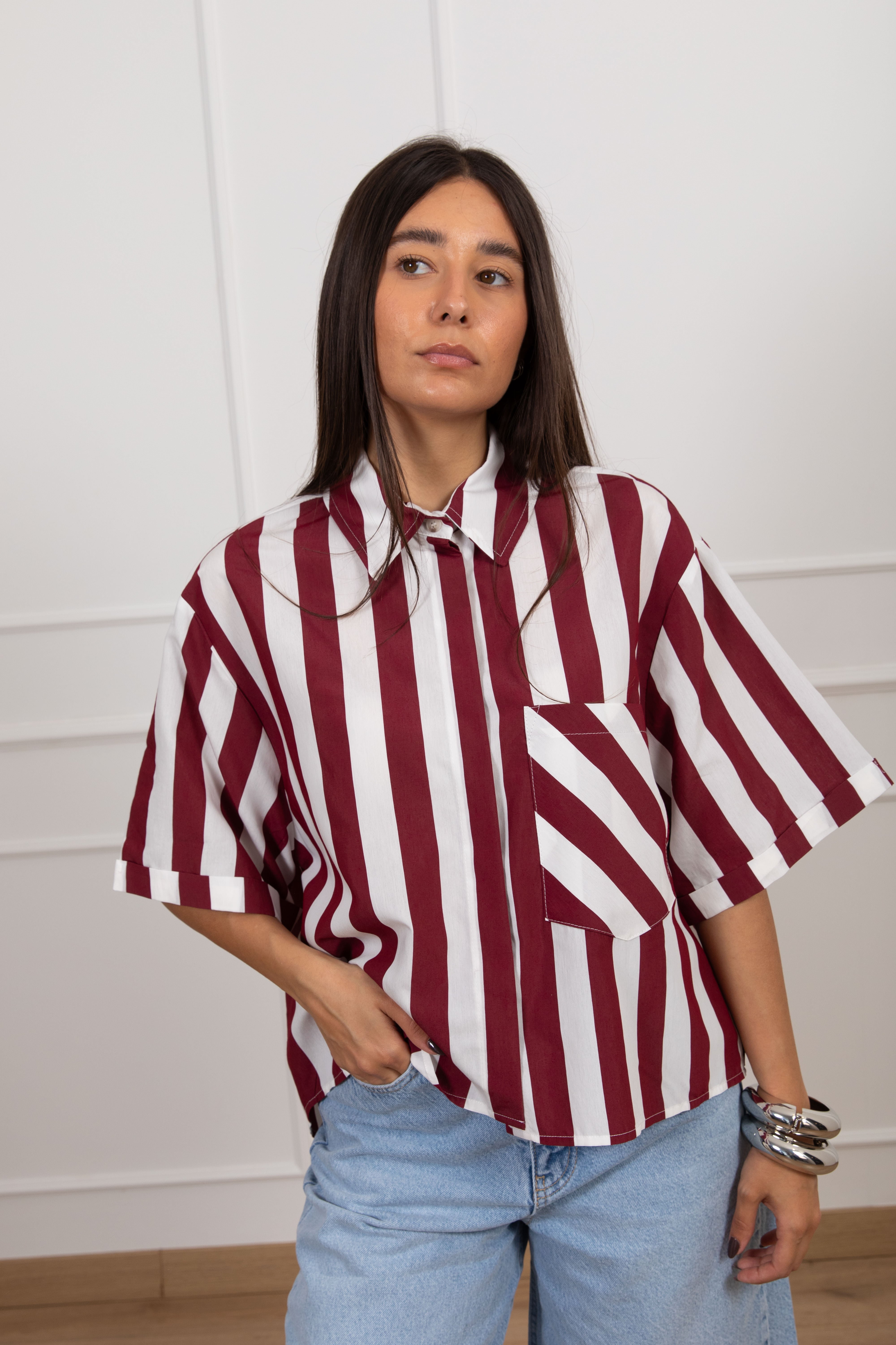 Camicia manica corta a righe Motel