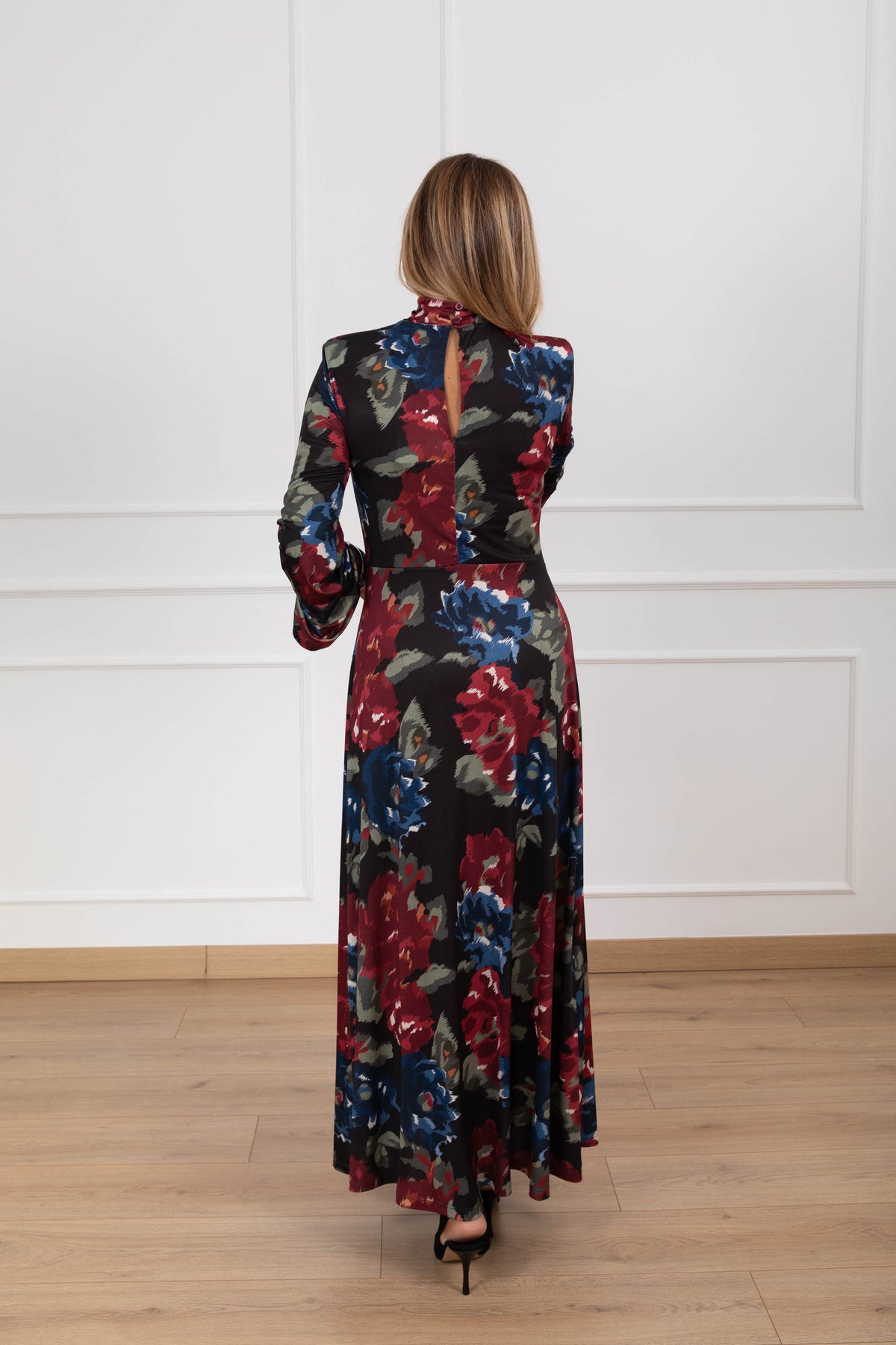 Abito lungo in lycra fantasia rose Tensione IN