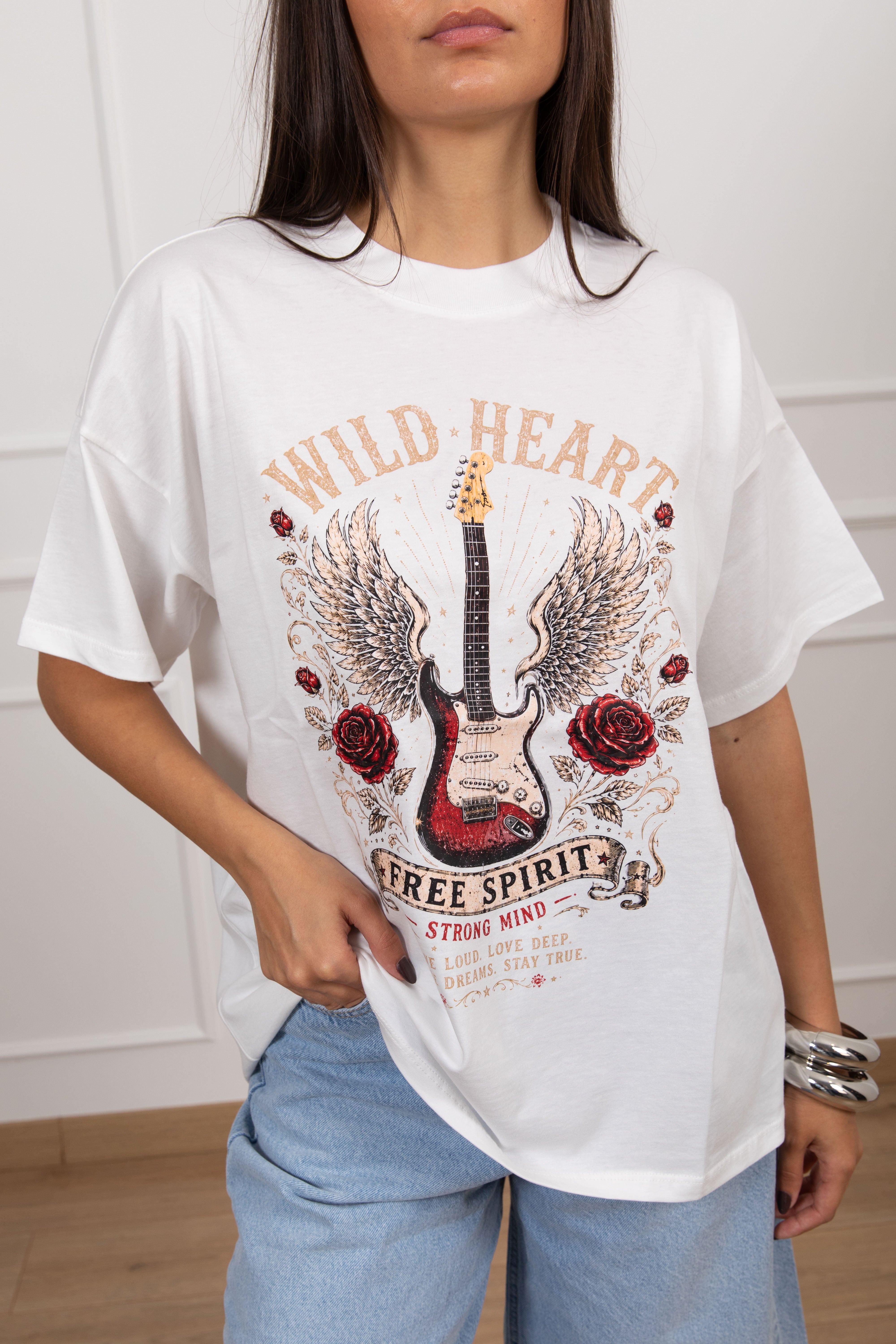 T-shirt stampa rock "Wild heart" ViCOLO