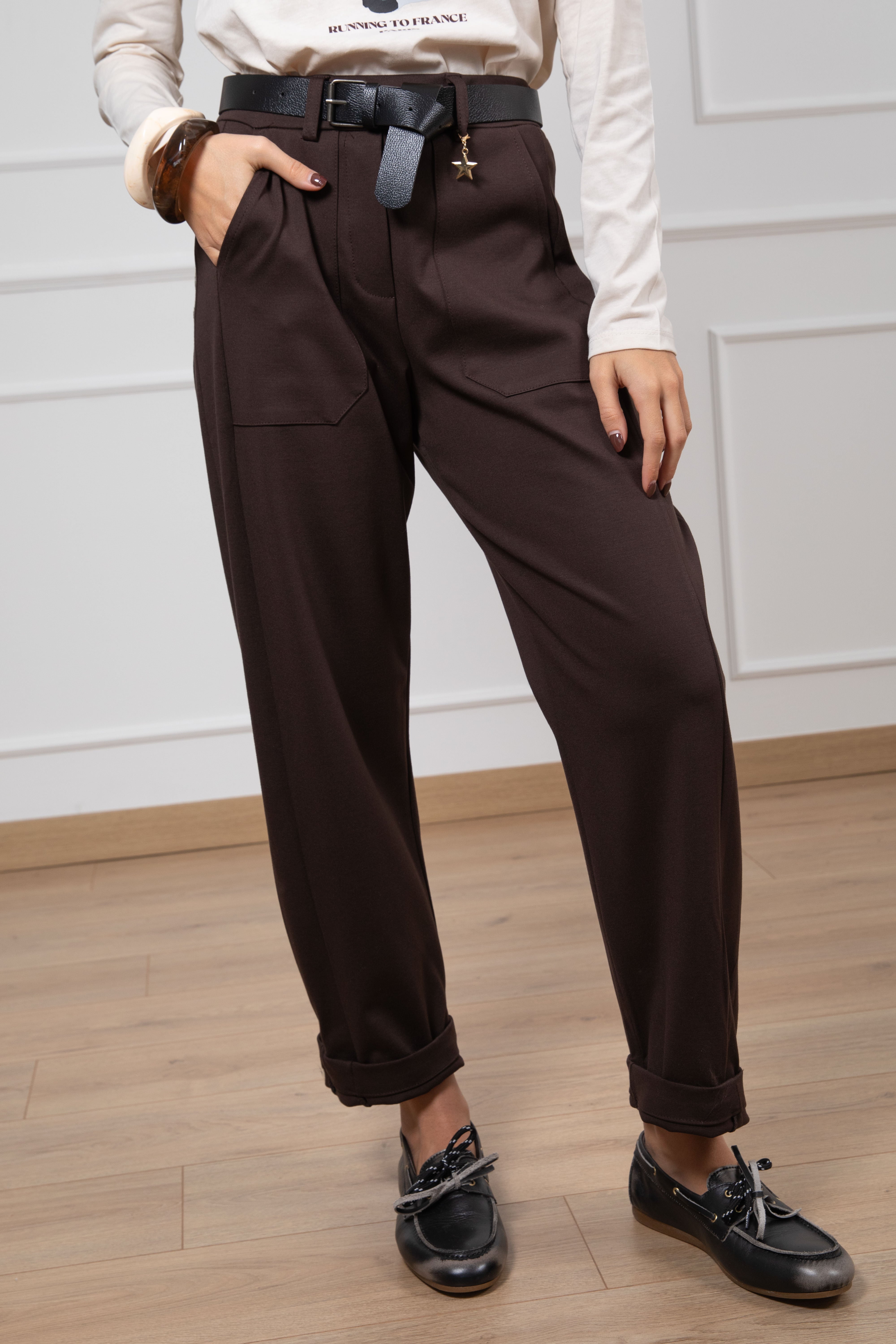Pantalone egg-fit in punto milano Susy Mix
