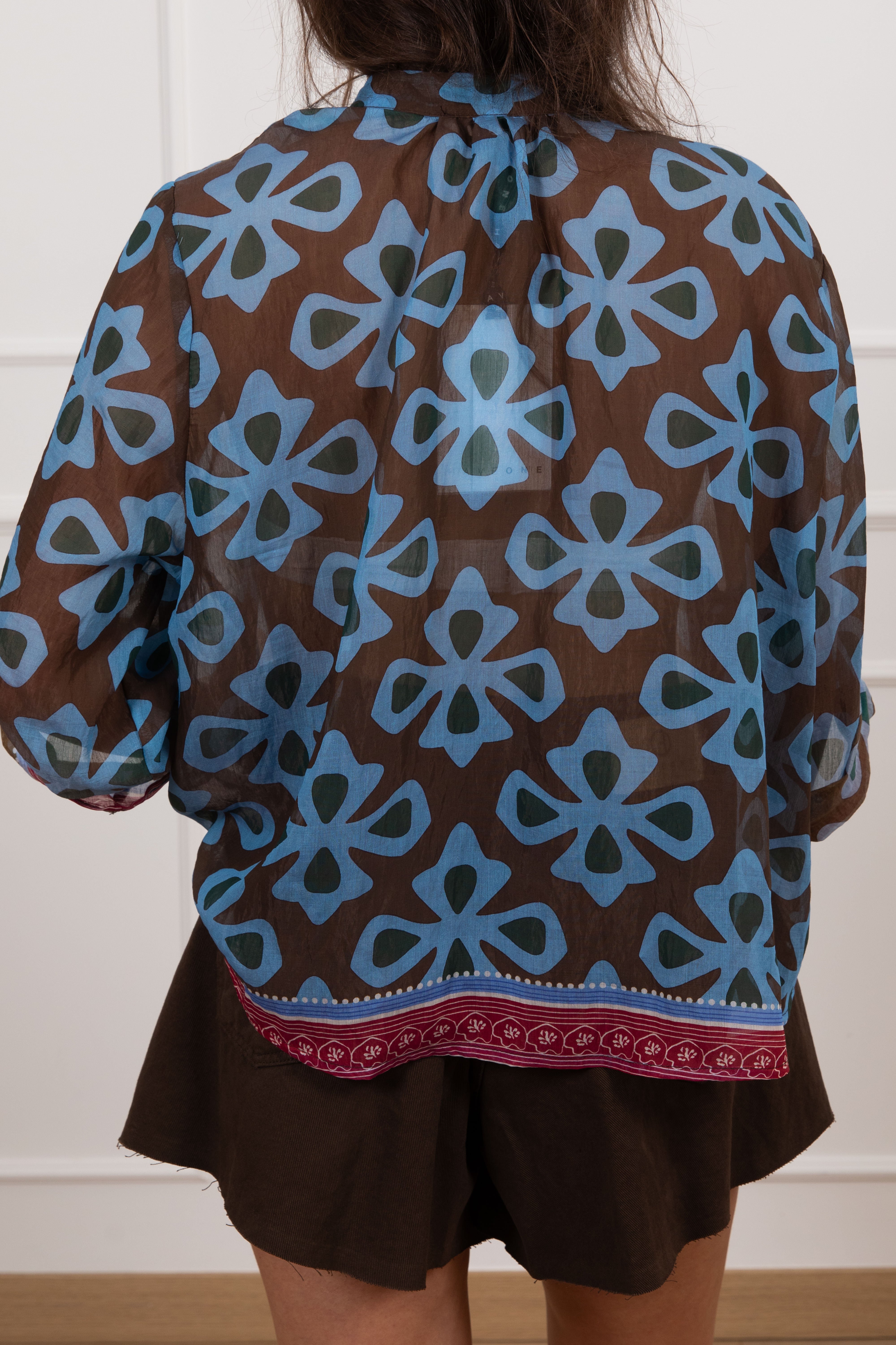 Camicia in lyocell fantasia azzurra Haveone