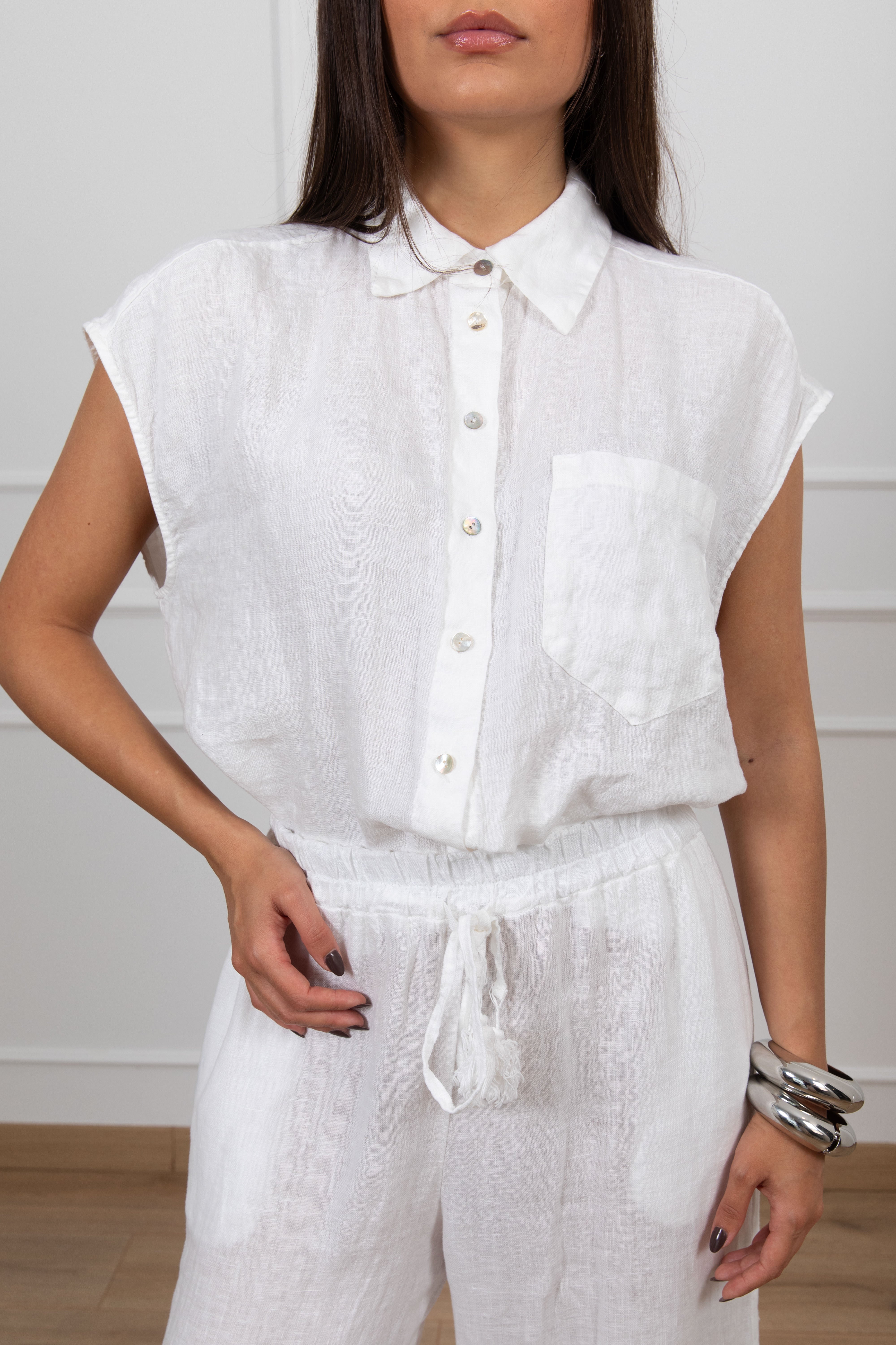 Camicia smanicata 100% lino Tensione IN