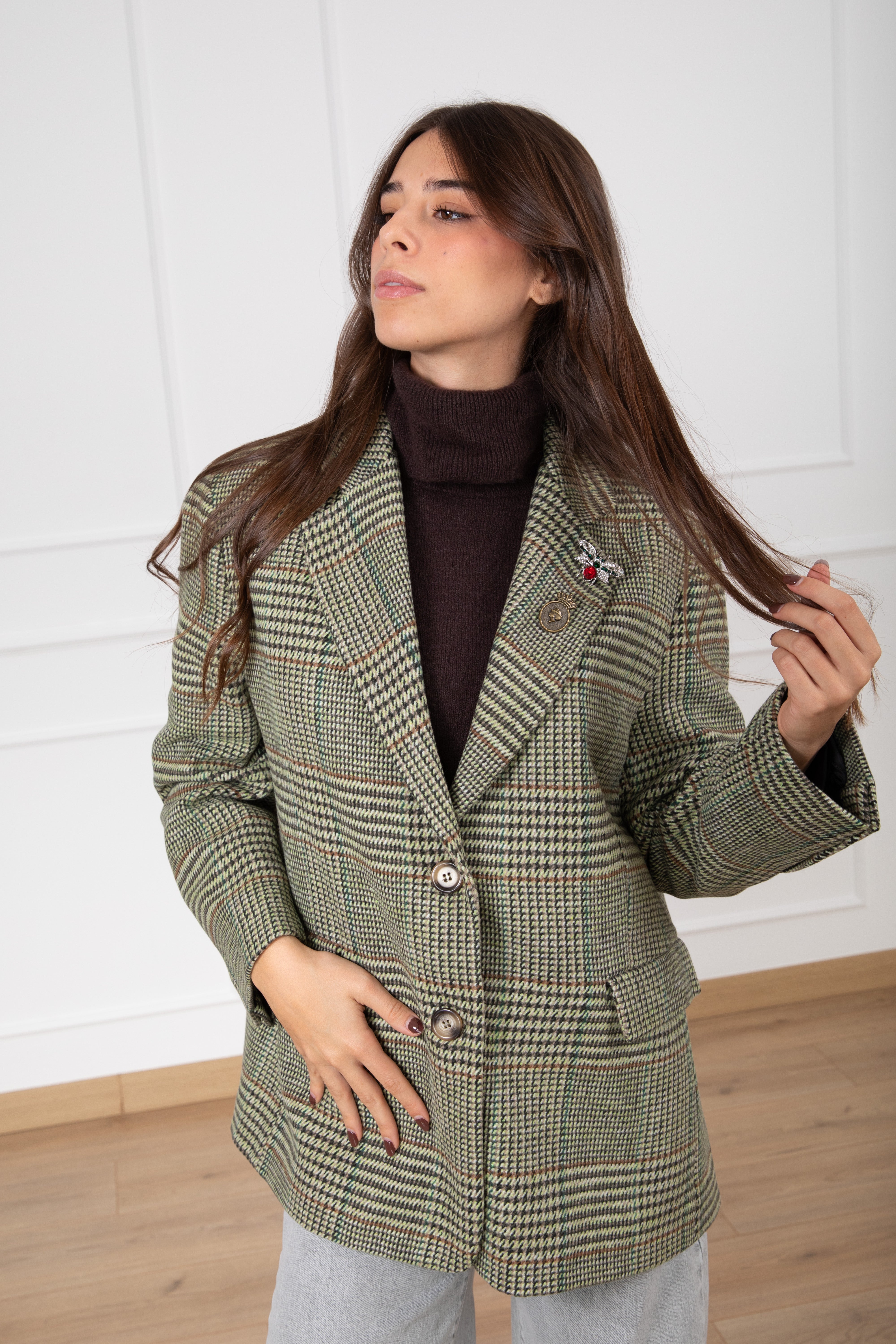 Giacca over-size principe di galles Dixie