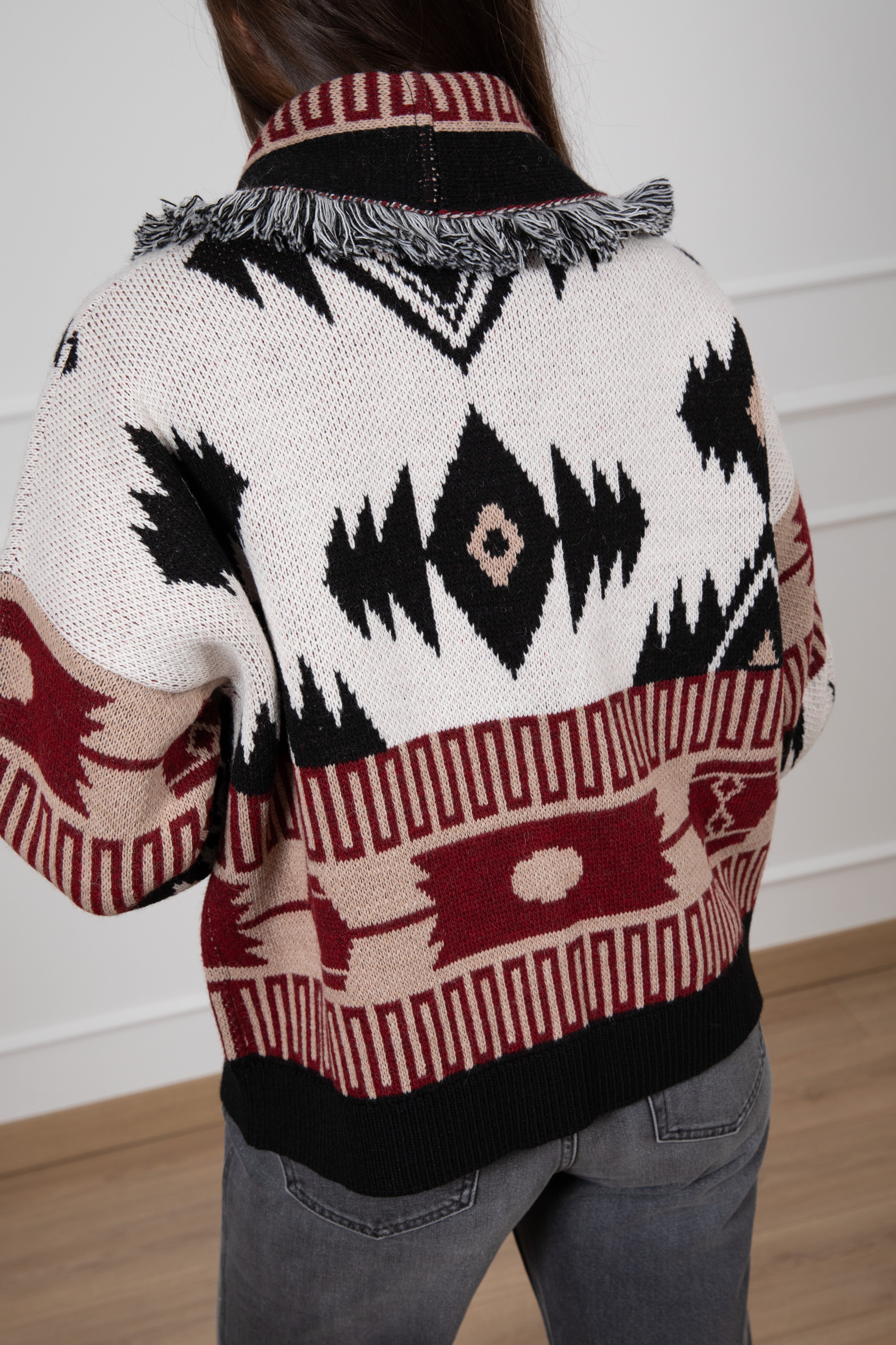 Cardigan cropped motivo etnico ViCOLO