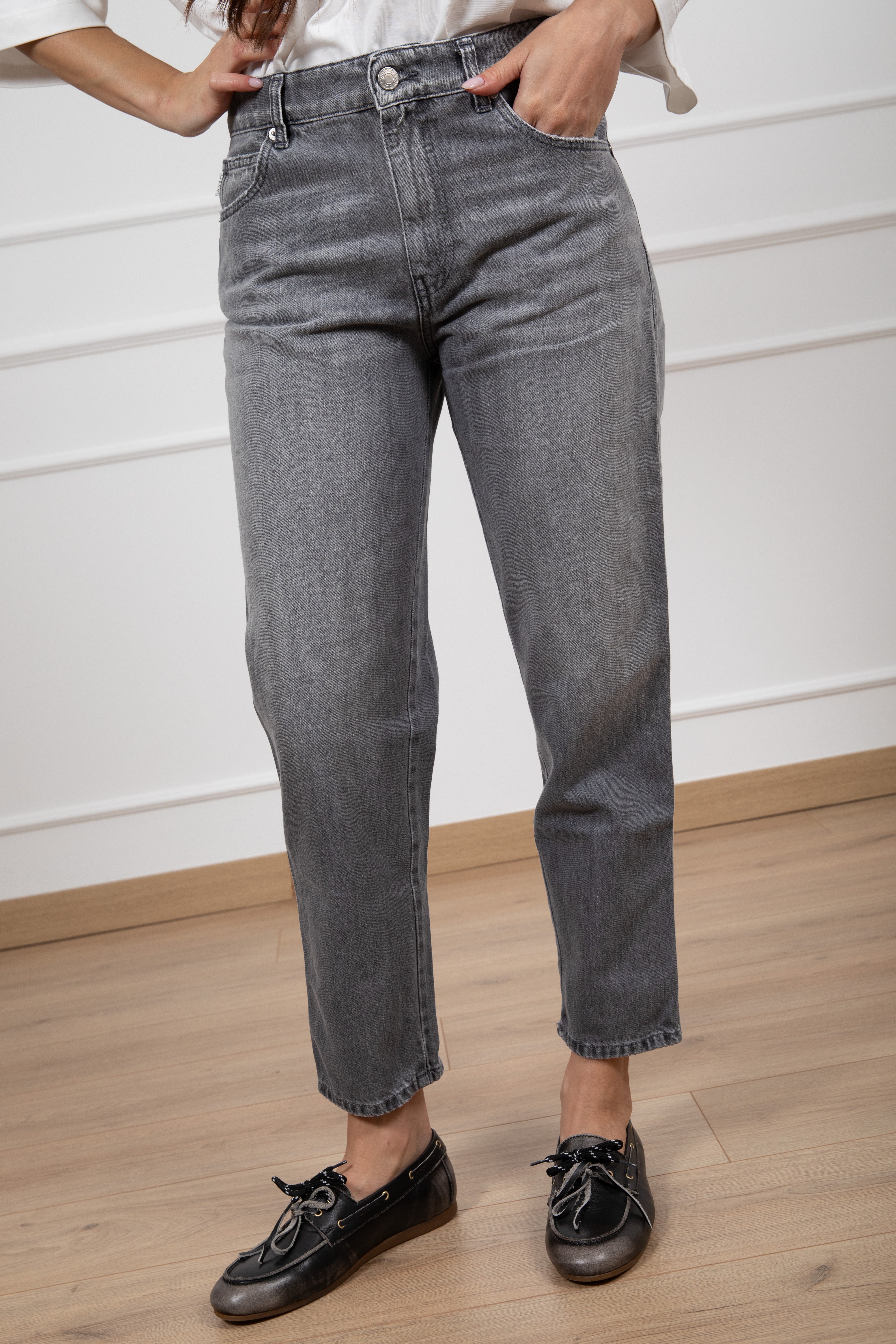 Jeans Sienna grigio mom-fit ViCOLO