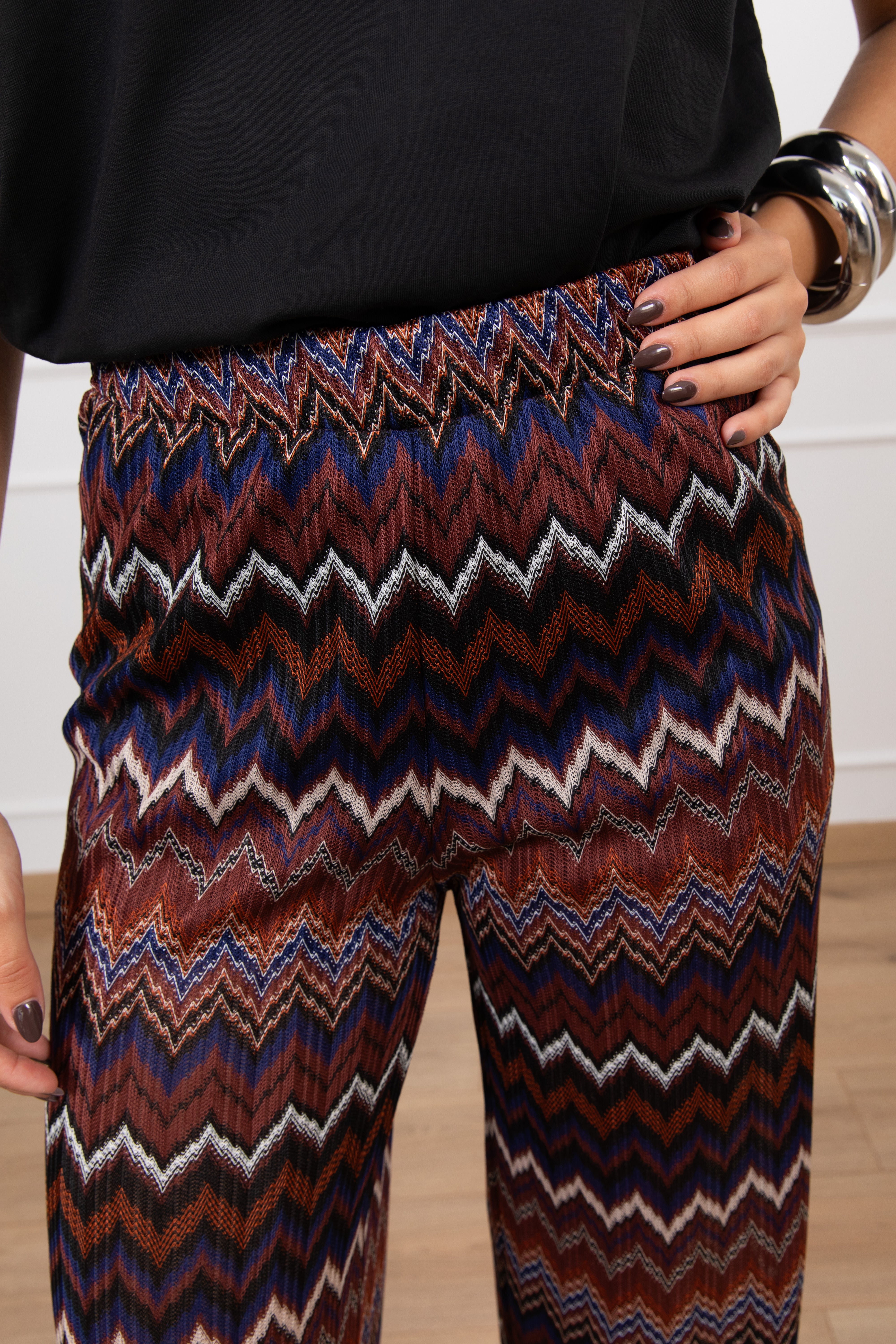 Pantalone motivo zig-zag blu royal Susy Mix