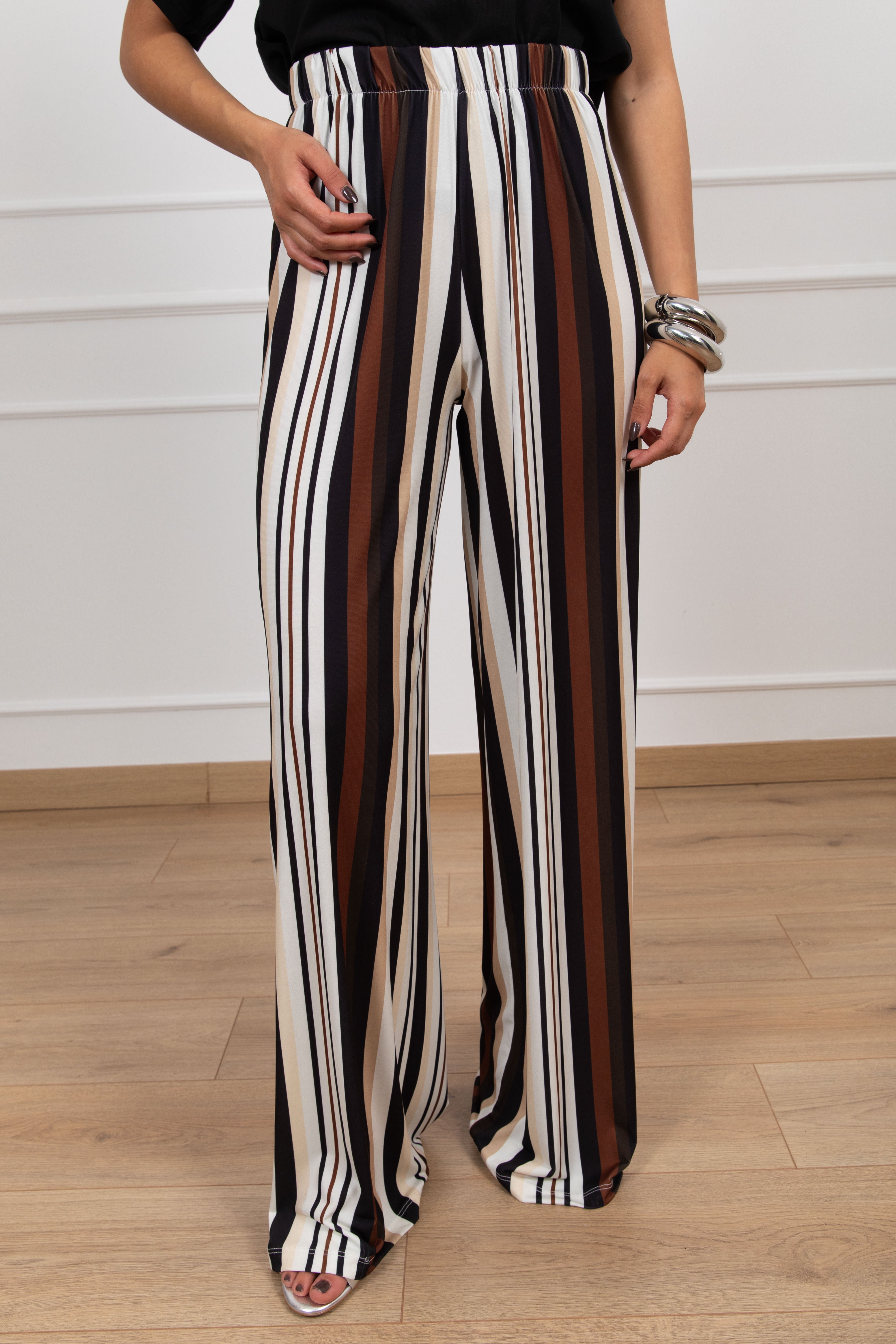 Pantalone a righe con elastico ViCOLO