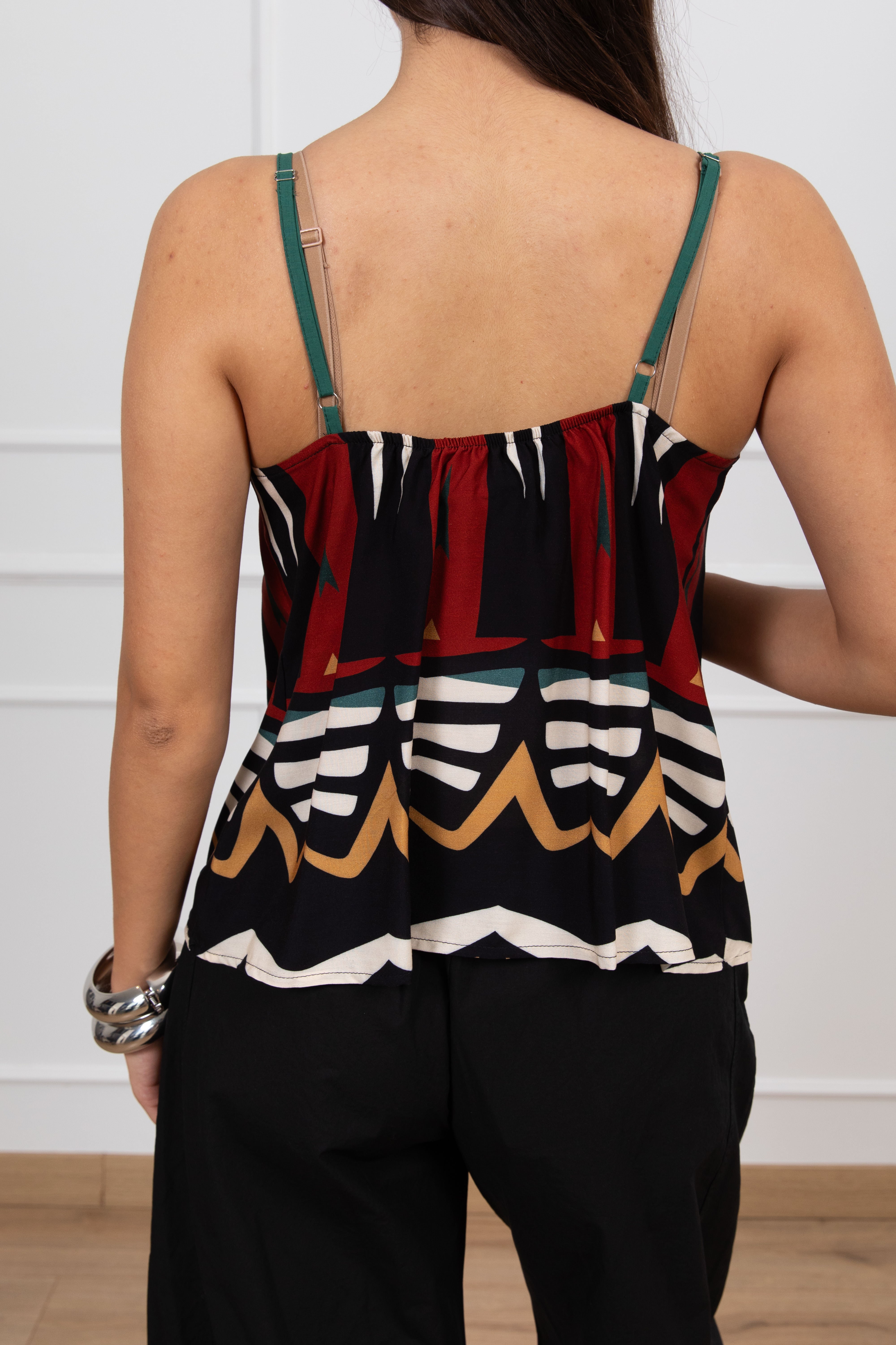 Top scollo a "V" fantasia tribale Haveone